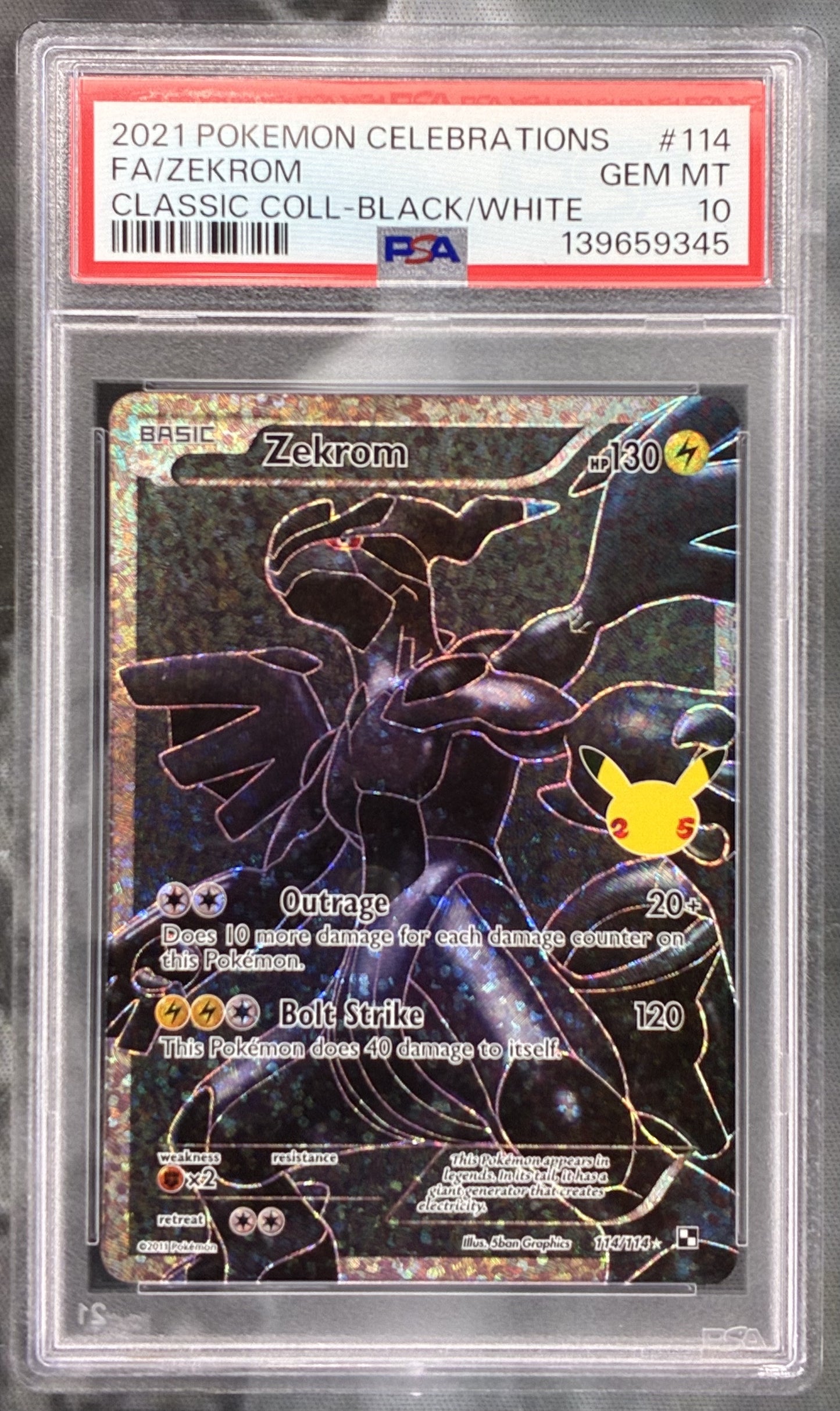 Pokémon Zekrom 114/114 Celebrations Classic Collection PSA 10 Gem Mint Holo