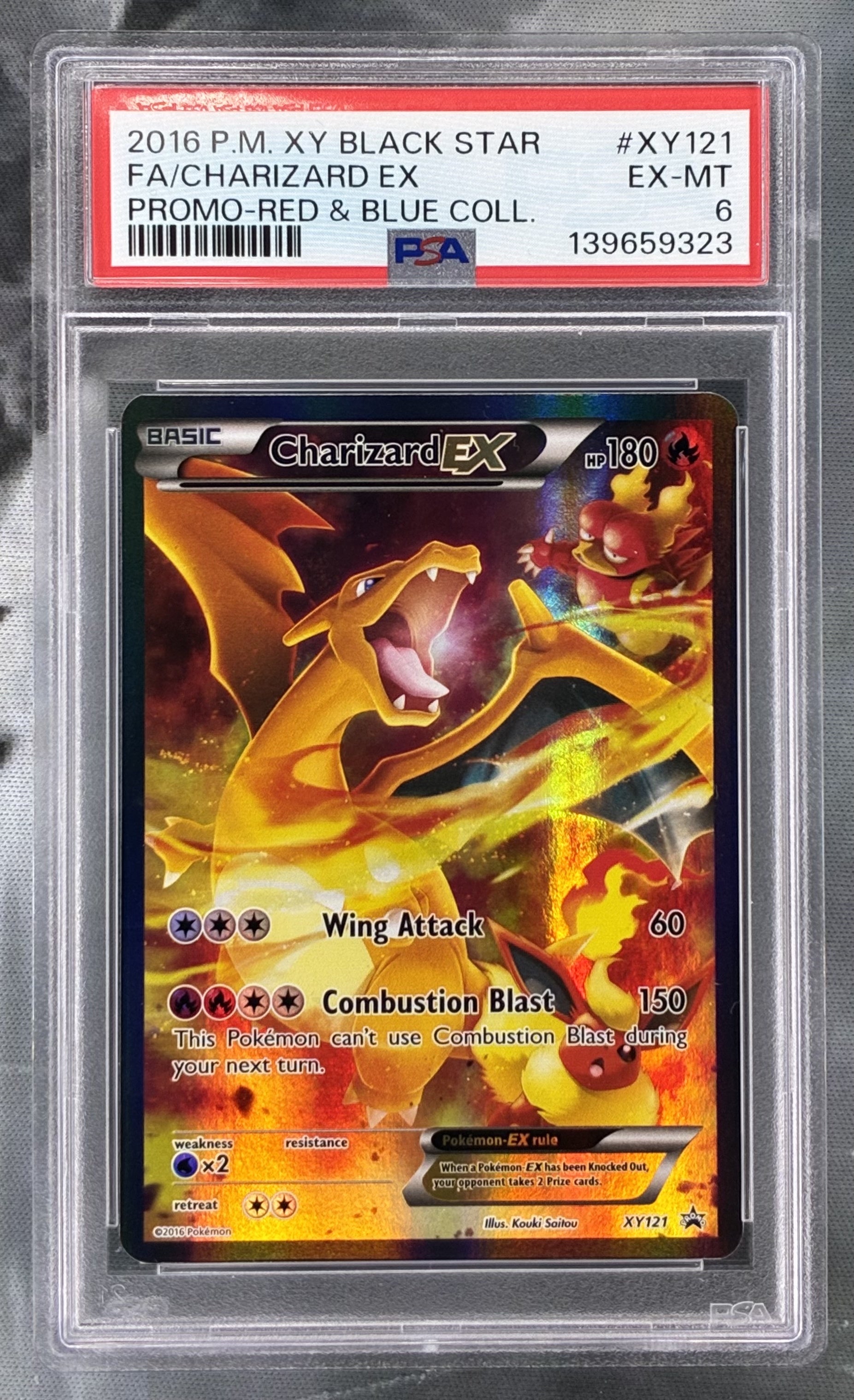 Pokémon Charizard EX Full Art Promo XY121 Red & Blue Collection PSA 6