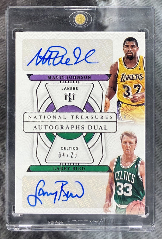 Magic Johnson & Larry Bird Dual Auto /25 – 2021-22 Panini National Treasures