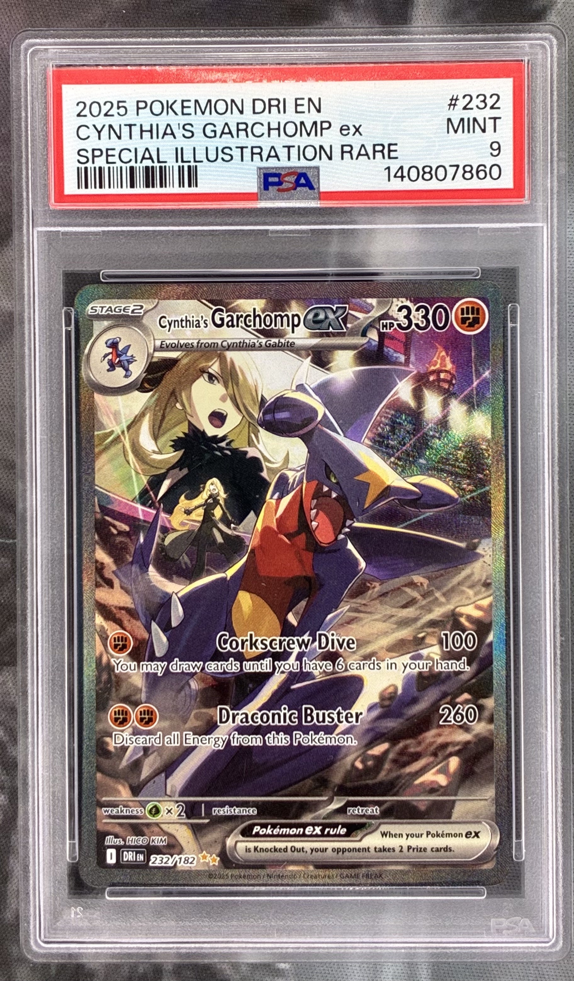 Pokémon Cynthia’s Garchomp ex Special Illustration Rare 232/182 Destined Rivals PSA 9