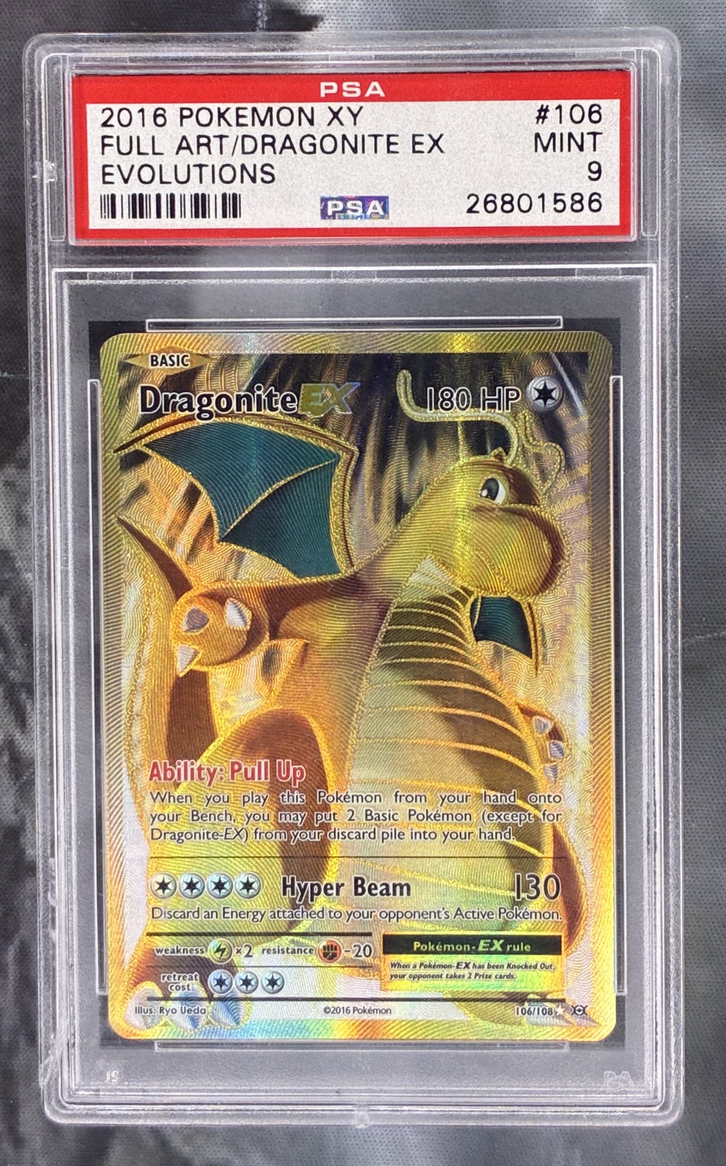 Pokémon Dragonite EX 106/108 XY Evolutions Full Art PSA 9 Mint