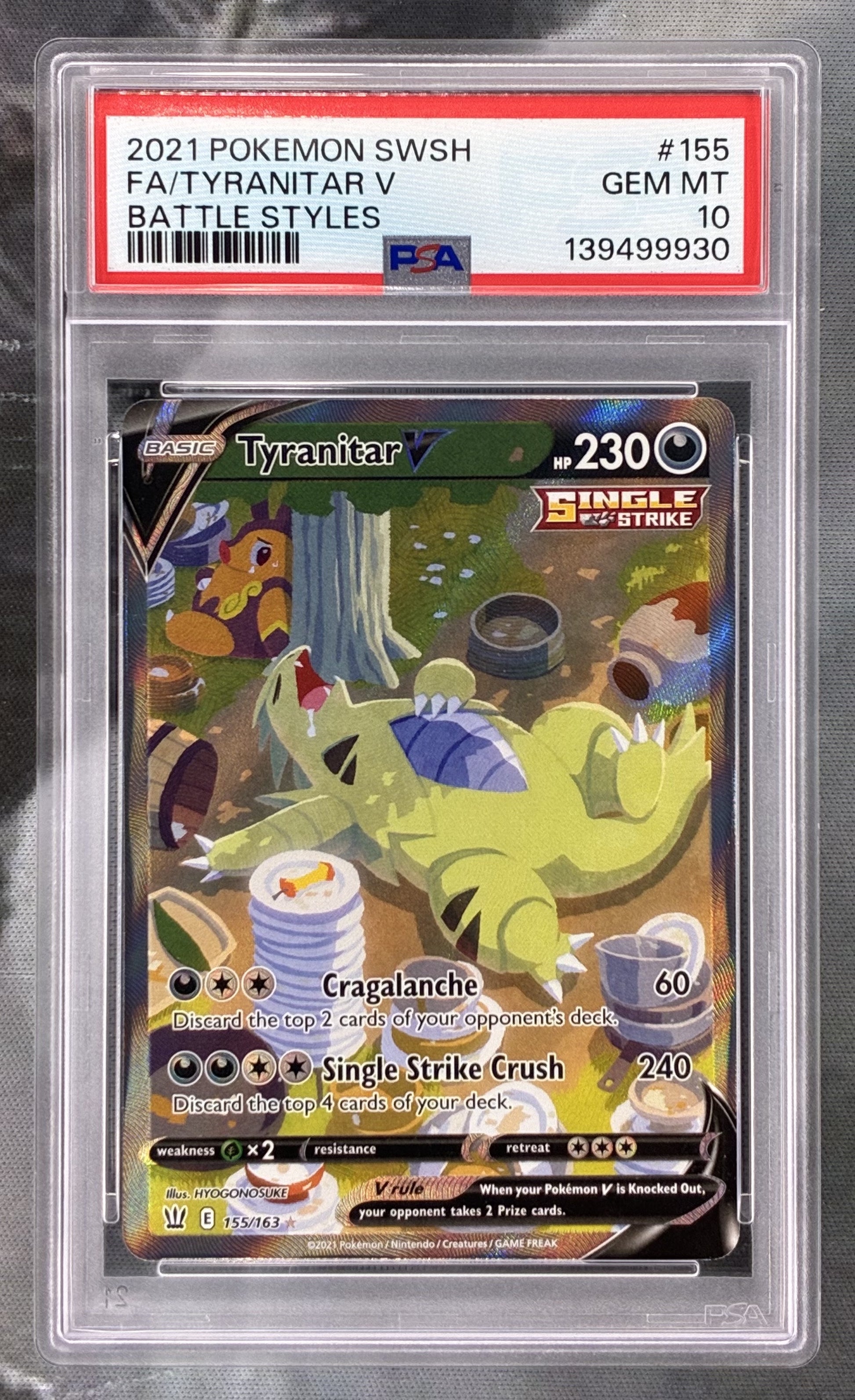 Pokémon Tyranitar V 155/163 Battle Styles Full Art PSA 10 Gem Mint