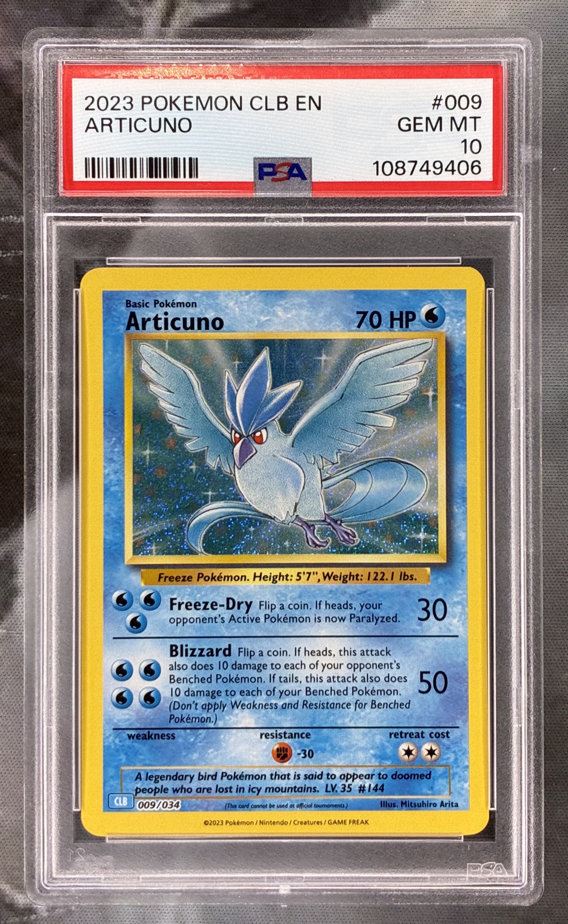 Pokémon Articuno 009/034 Trading Card Game Classic Holo PSA 10 Gem Mint