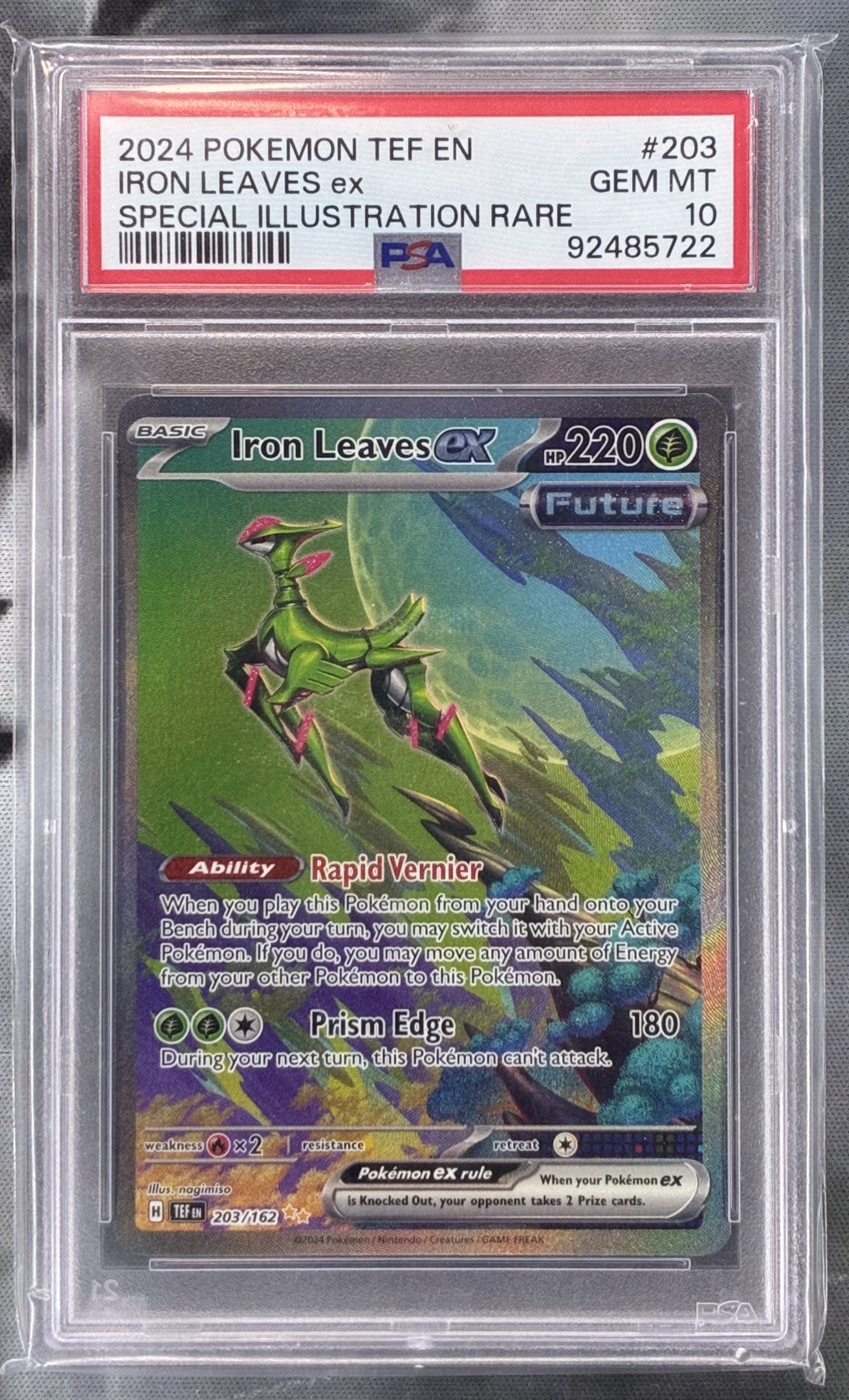 Pokémon Iron Leaves ex 203/162 SV05 Temporal Forces Holo PSA 10 Gem Mint