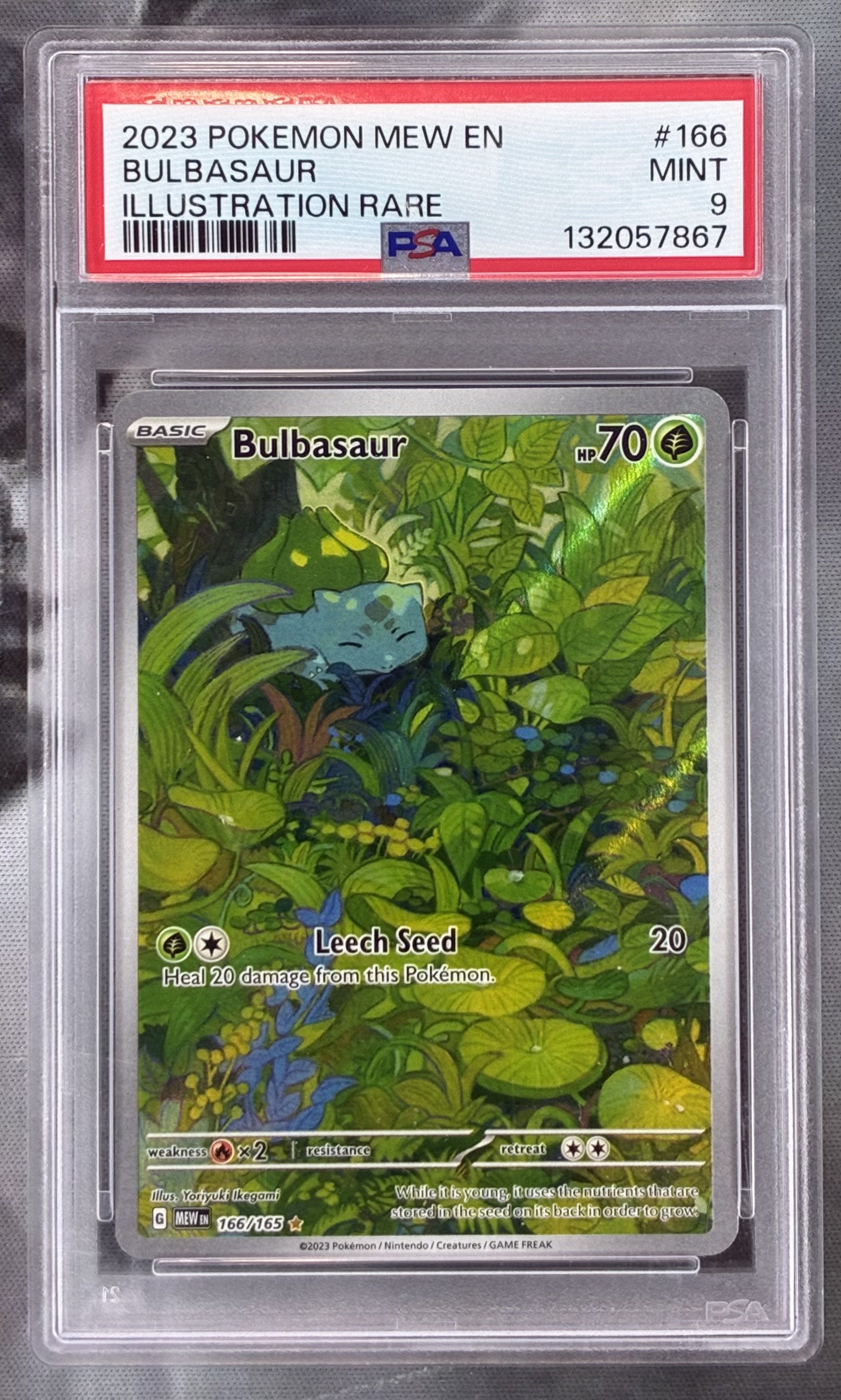 Pokémon Bulbasaur 166/165 Scarlet & Violet Illustration Rare Holo PSA 9 Mint