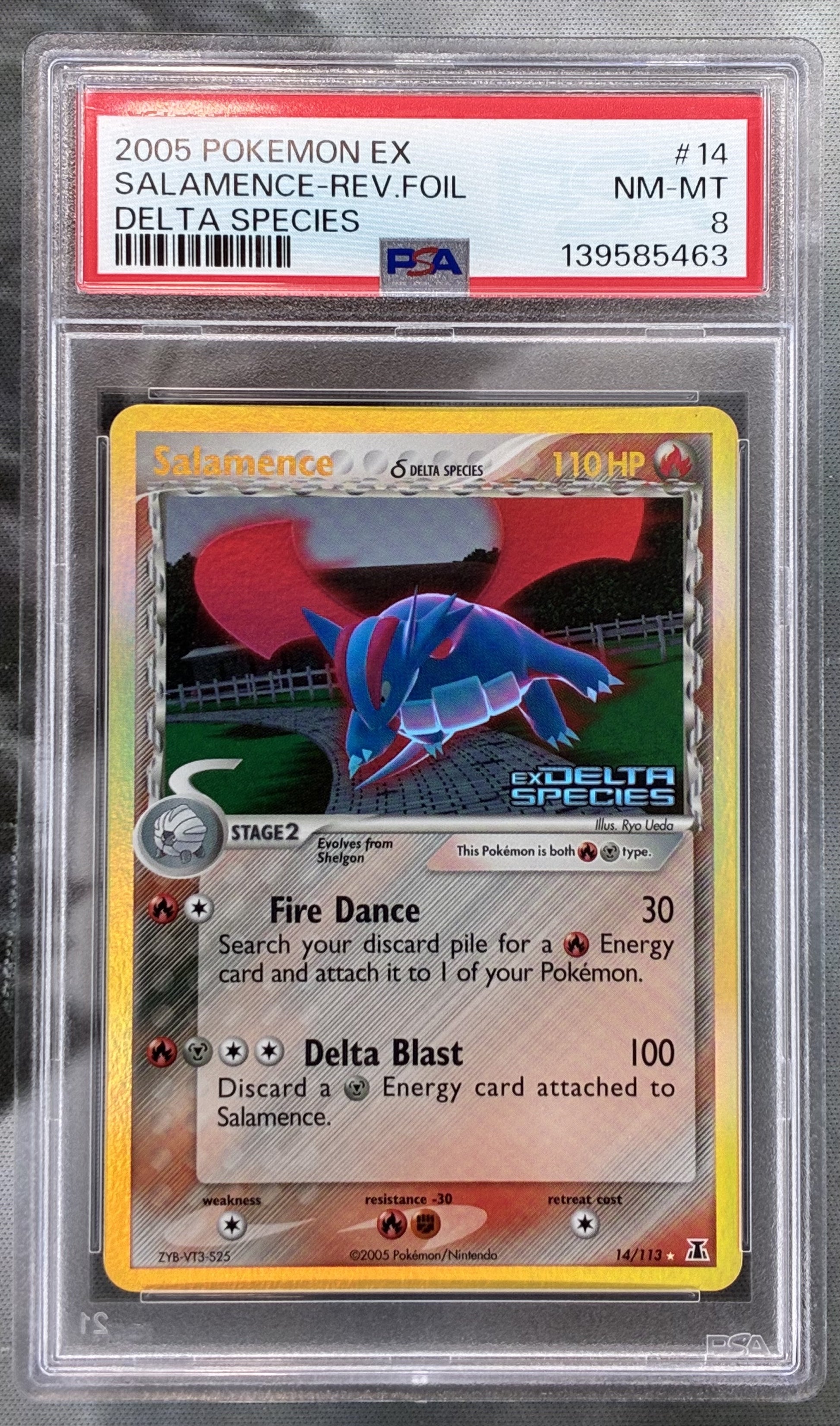 PSA 8 Salamence 14/113 EX Delta Species Reverse Holo 2005