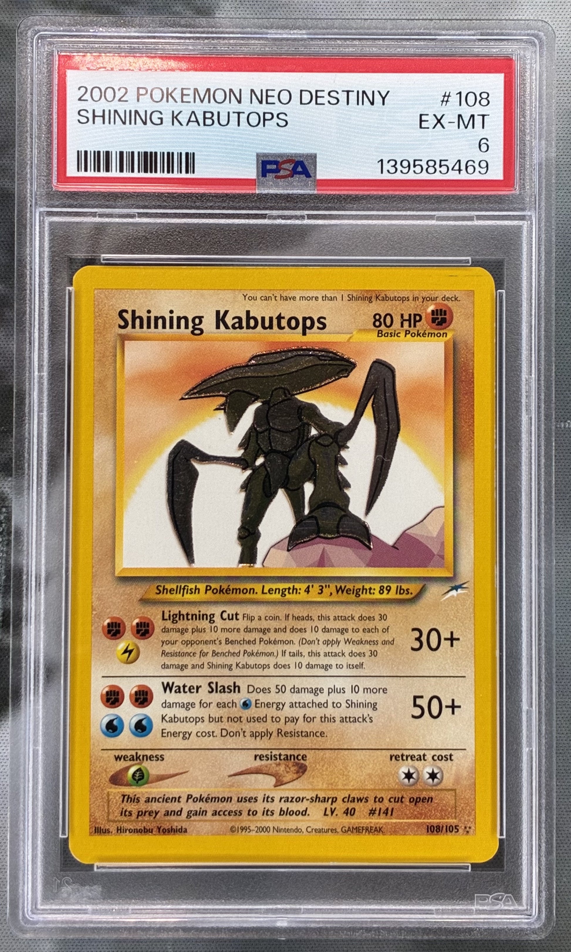 PSA 6 Shining Kabutops 108/105 Neo Destiny 2002 Pokémon