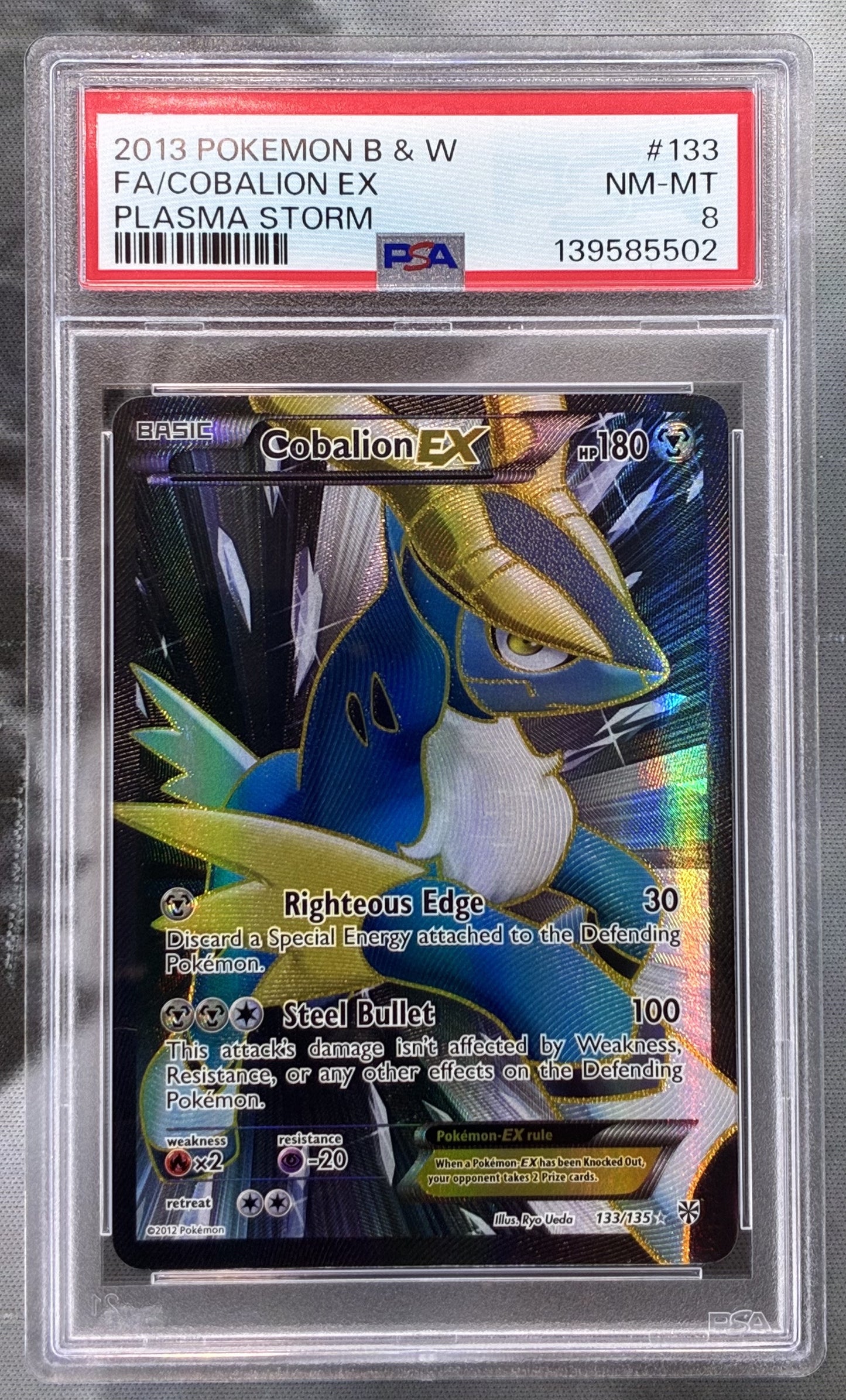 PSA 8 Cobalion EX 133/135 Plasma Storm Full Art 2013 Pokémon