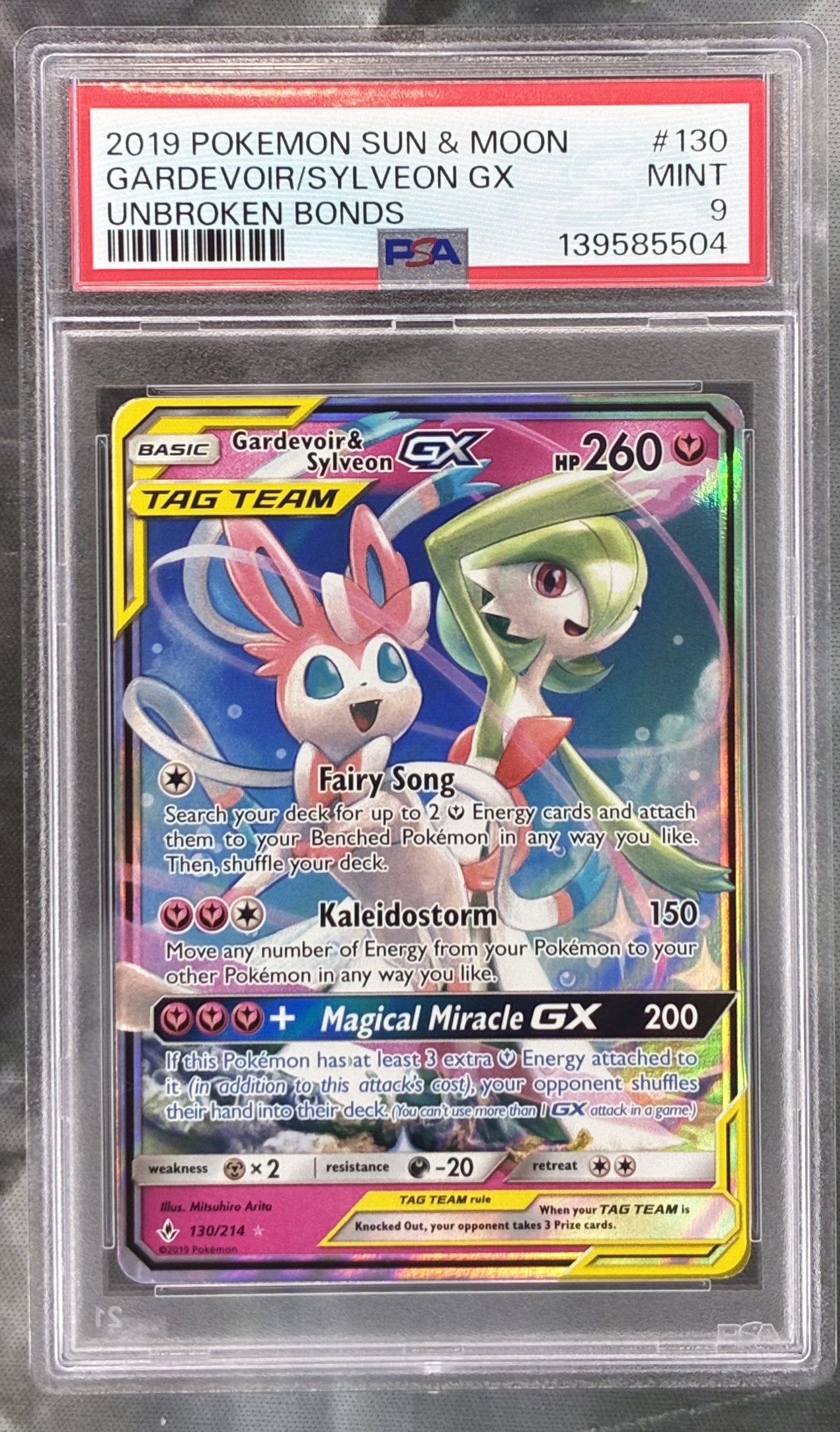 PSA 9 Gardevoir & Sylveon GX 130/214 Unbroken Bonds Pokémon