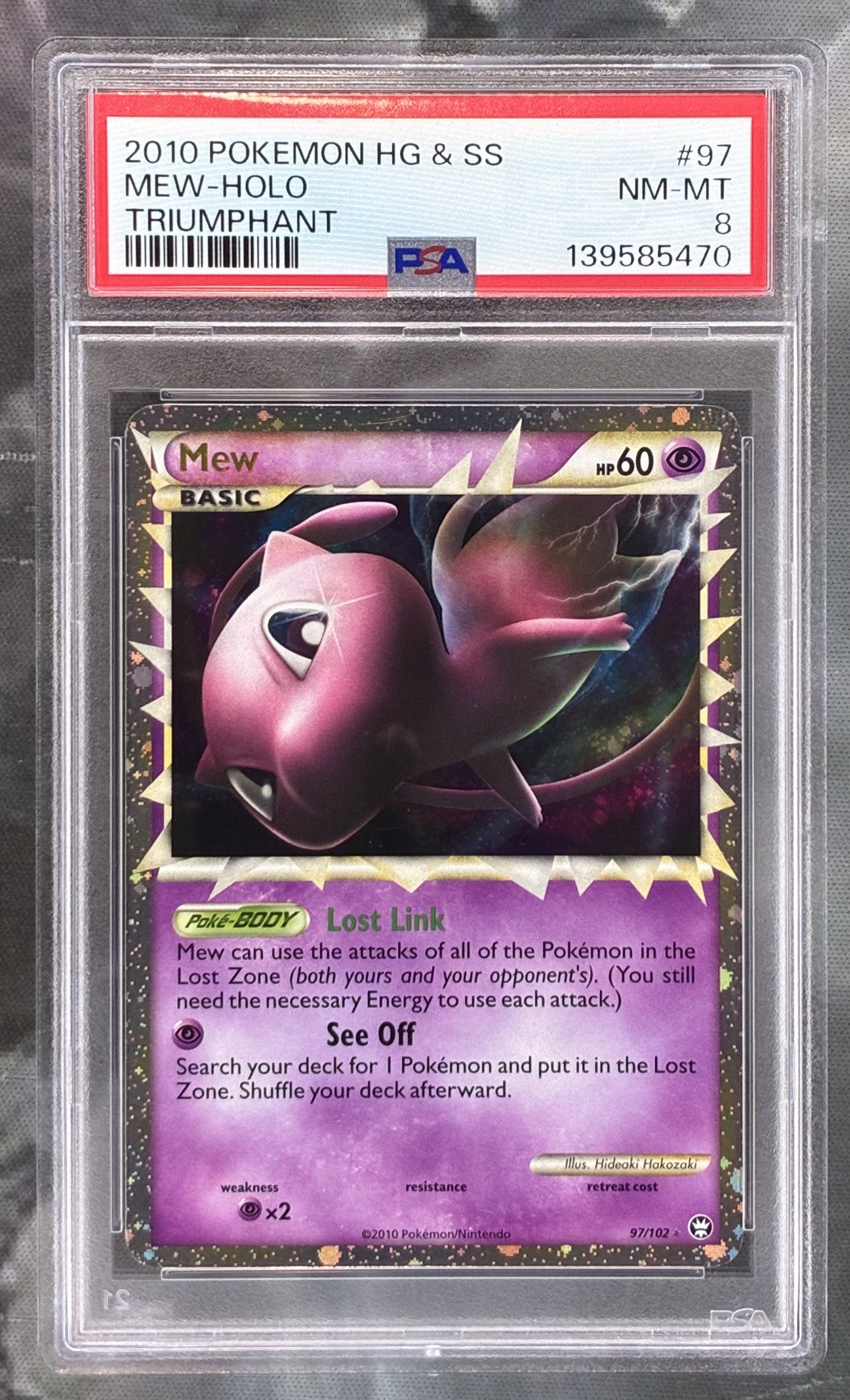 PSA 8 Mew Prime 97/102 Triumphant Holo Pokémon