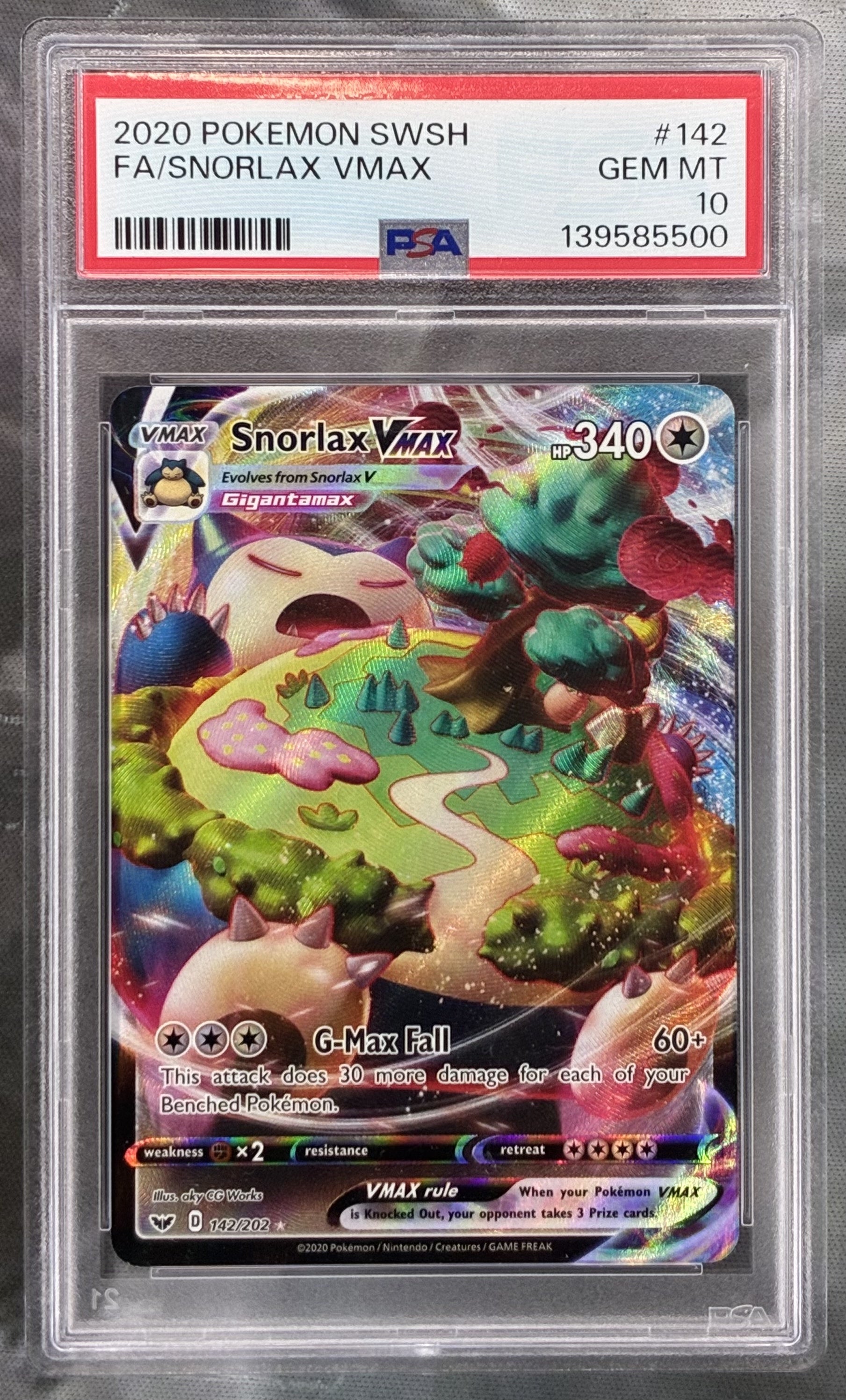 PSA 10 Snorlax VMAX 142/202 Sword & Shield 2020 Pokémon