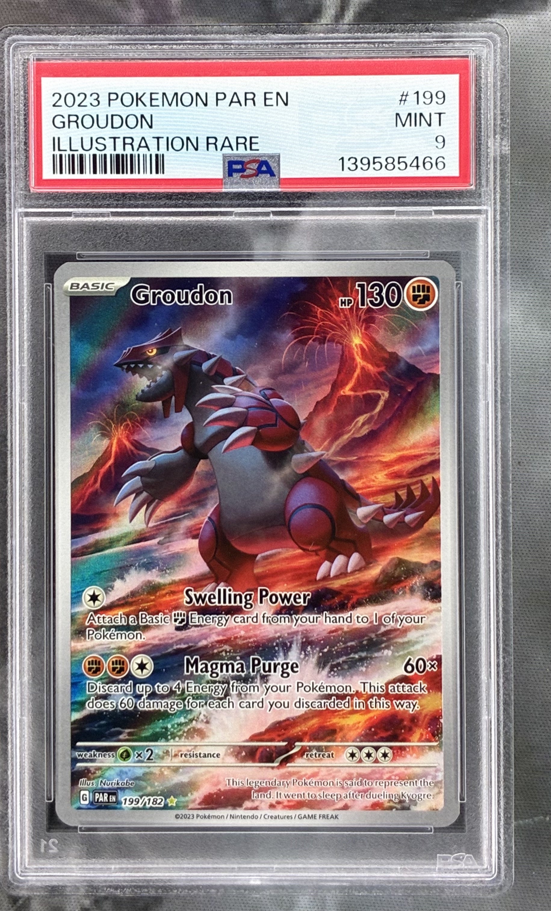PSA 9 Groudon 199/182 Paradox Rift Illustration Rare Pokémon