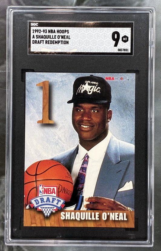 1992-93 NBA Hoops Shaquille O'Neal Draft Redemption #A SGC 9 slab