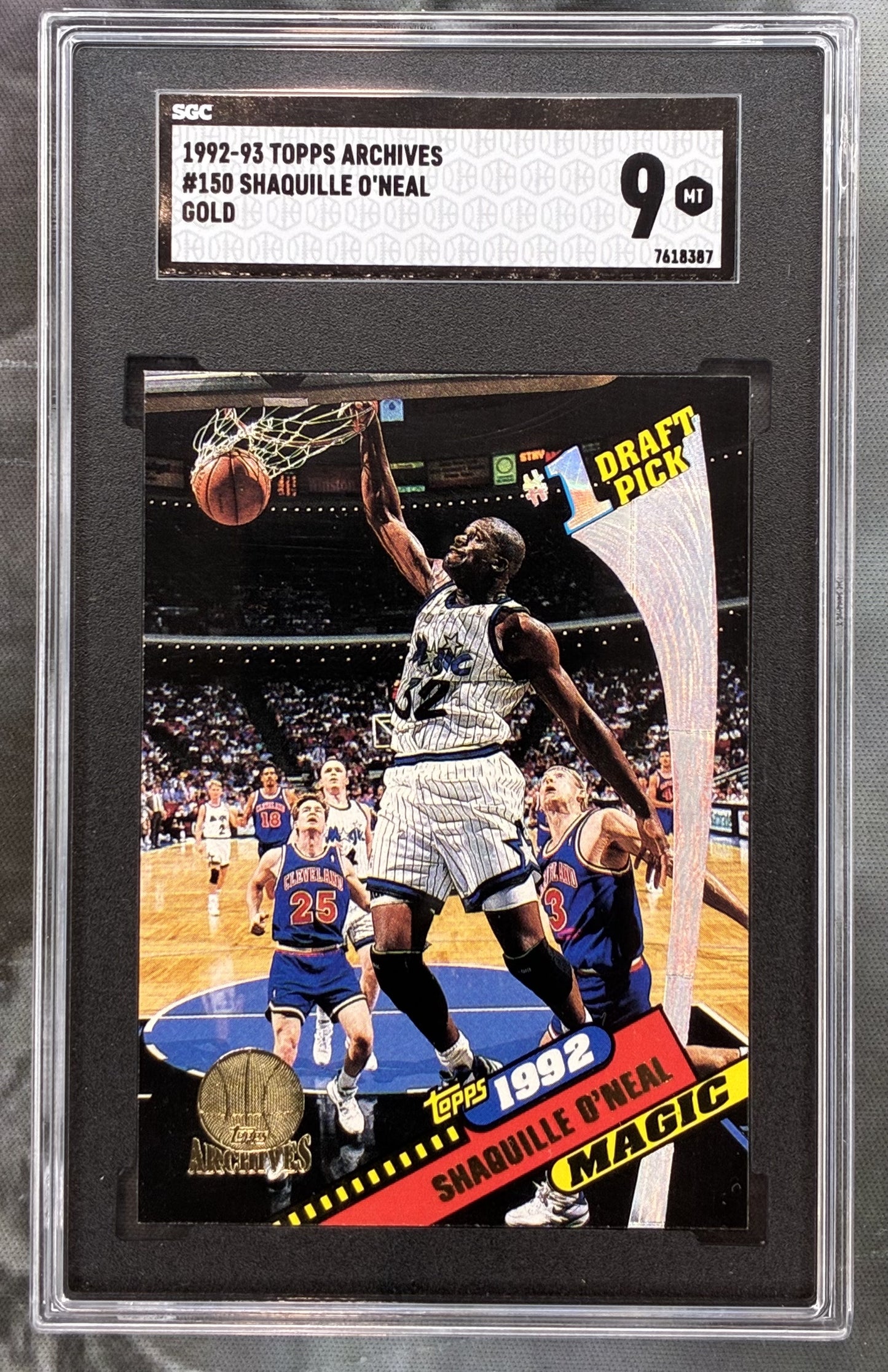 1992-93 Topps Archives Shaquille O'Neal #150 Gold Stamp Rookie SGC 9