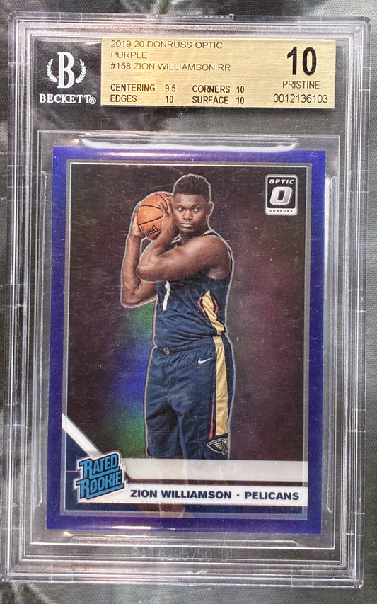 2019-20 Donruss Optic Zion Williamson Purple BGS 10