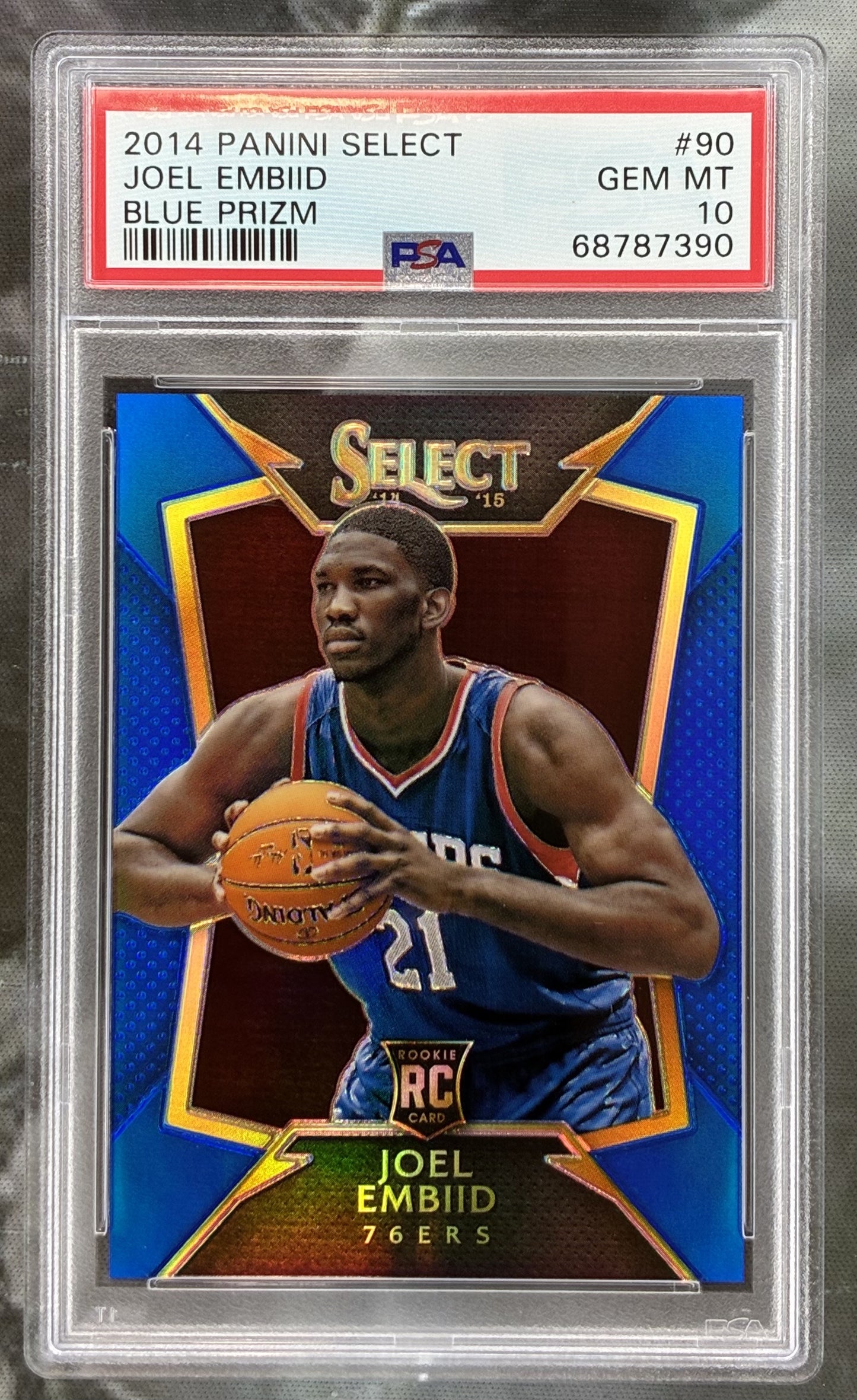 2014-15 Panini Select Joel Embiid Blue Prizm /249 Rookie PSA 10