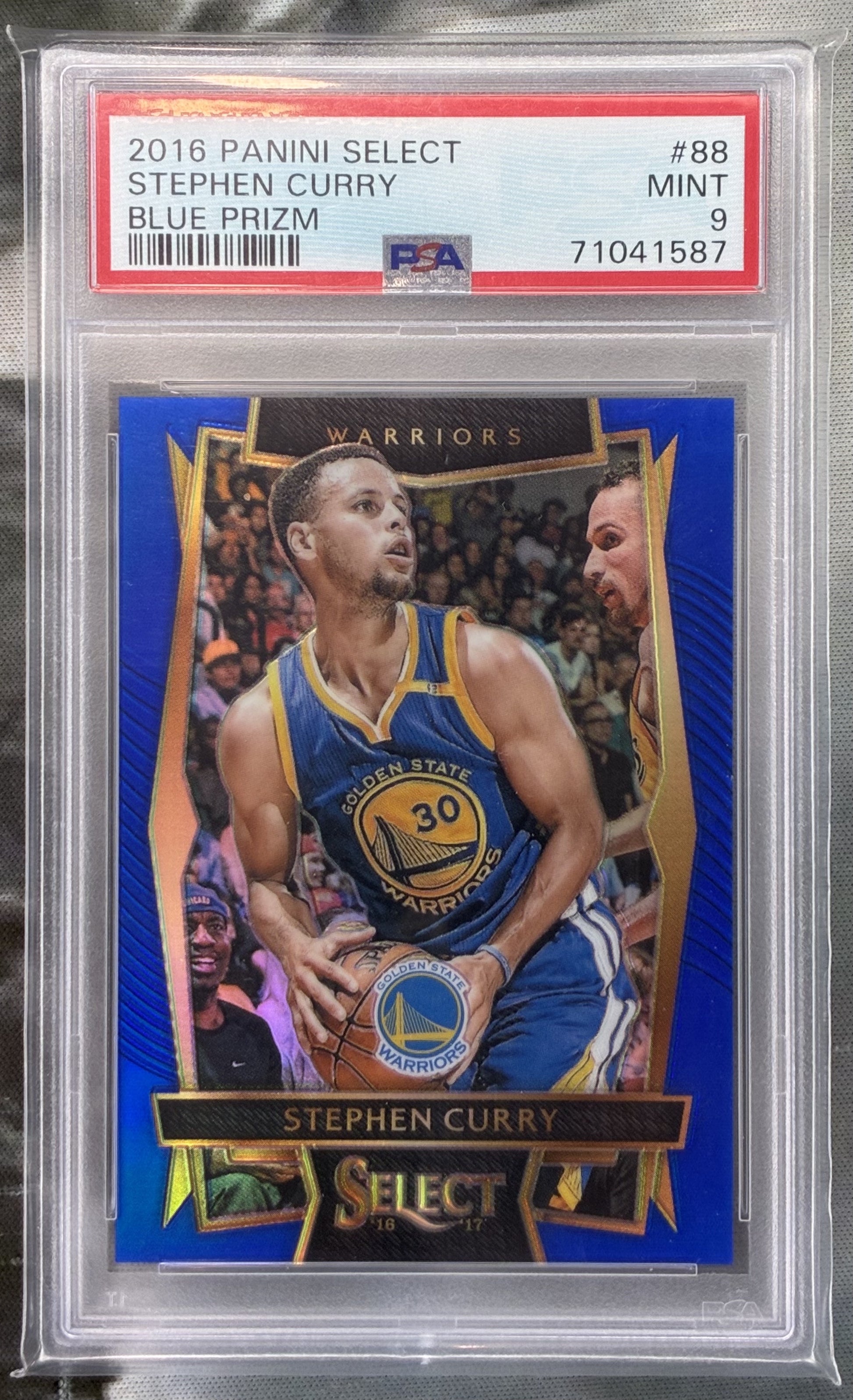 2016 Panini Select Blue Prizm Stephen Curry /299 PSA 9