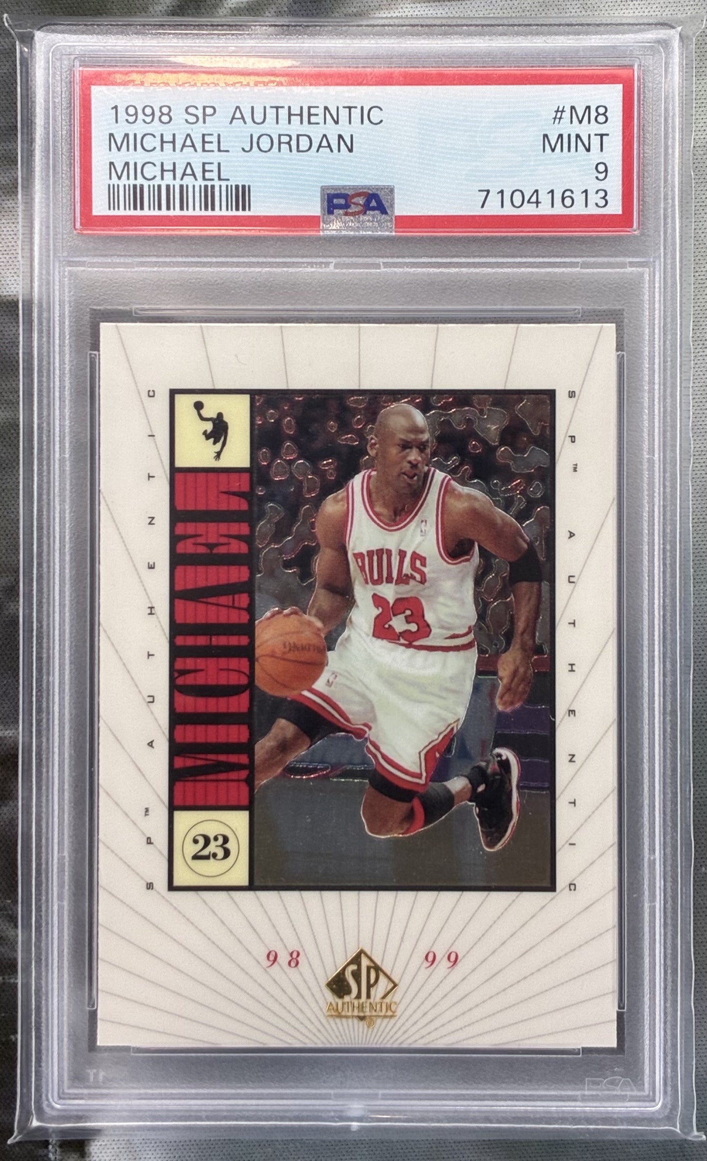 1998 Upper Deck SP Authentic #M8 Michael Jordan Foil PSA 9