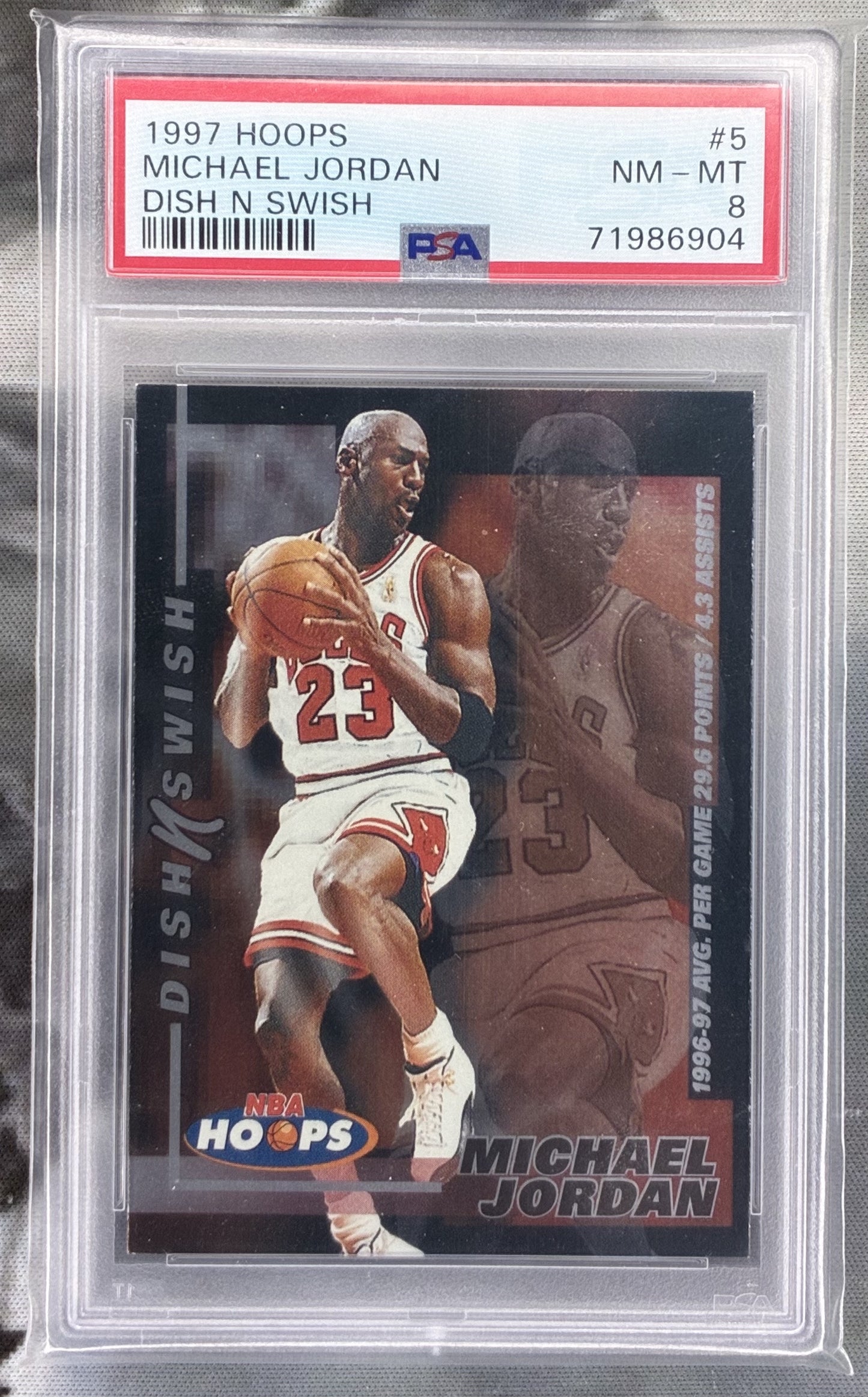 1997 Hoops Dish N Swish Michael Jordan #5 PSA 8