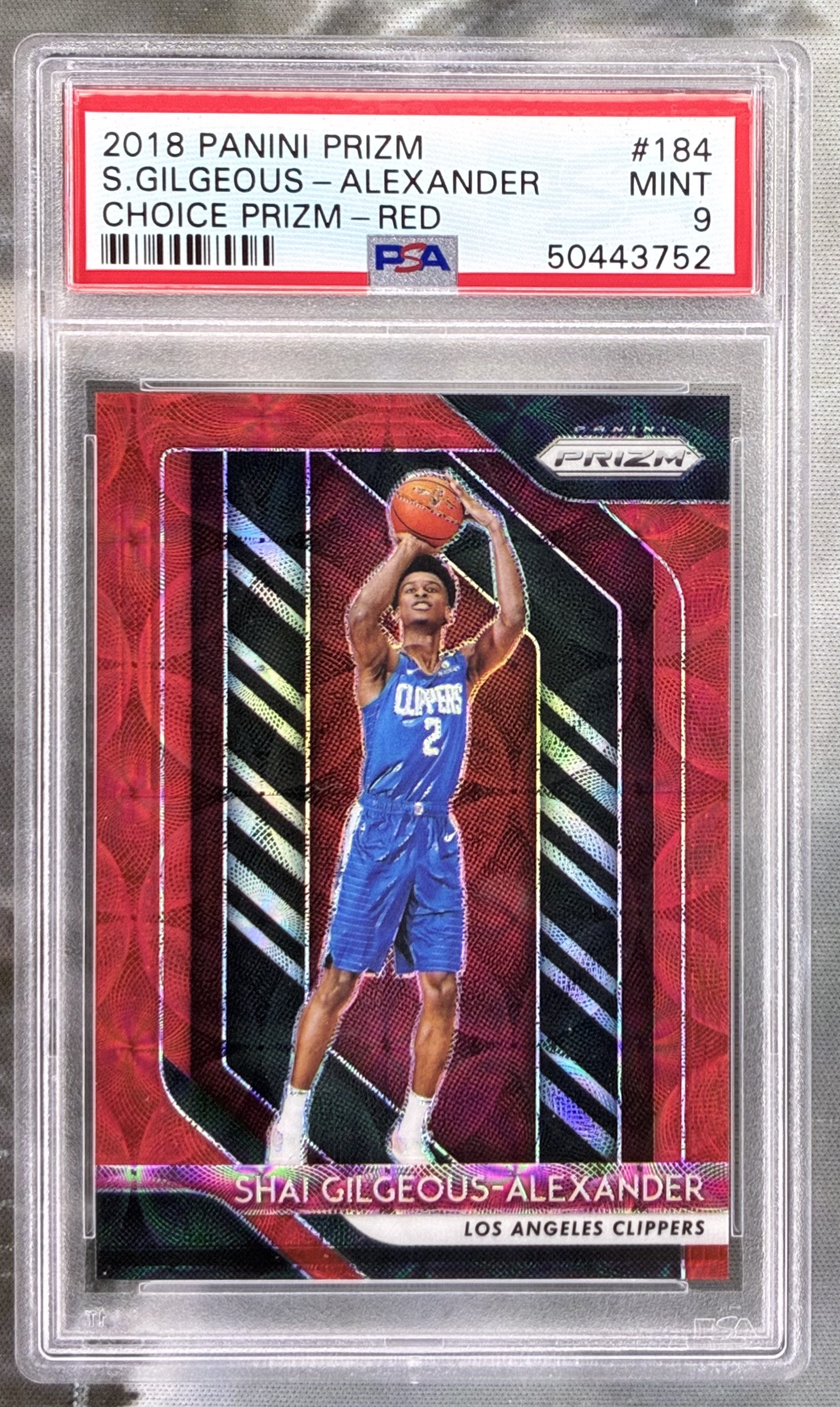 2018-19 Prizm Shai Gilgeous-Alexander Choice Red RC /88 PSA 9