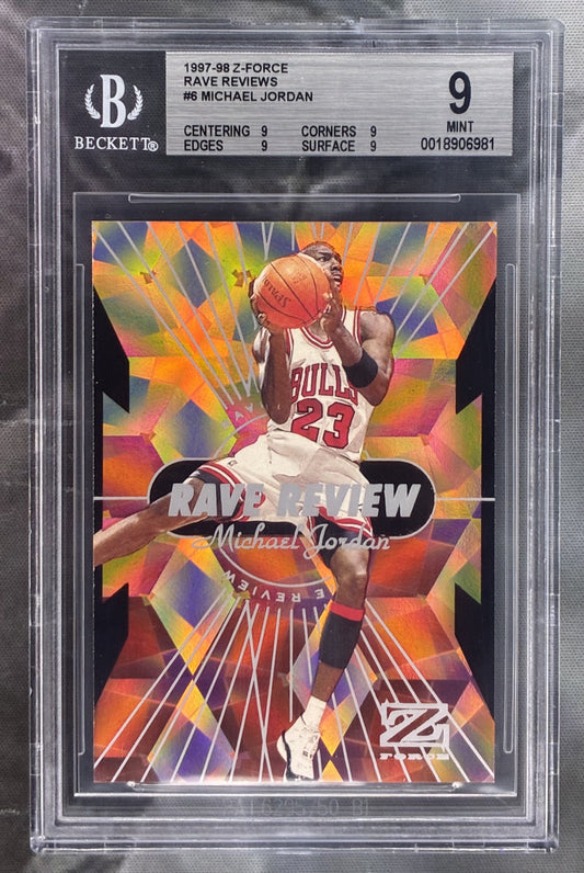 1997 SkyBox Z-Force Rave Review Michael Jordan #6 BGS 9