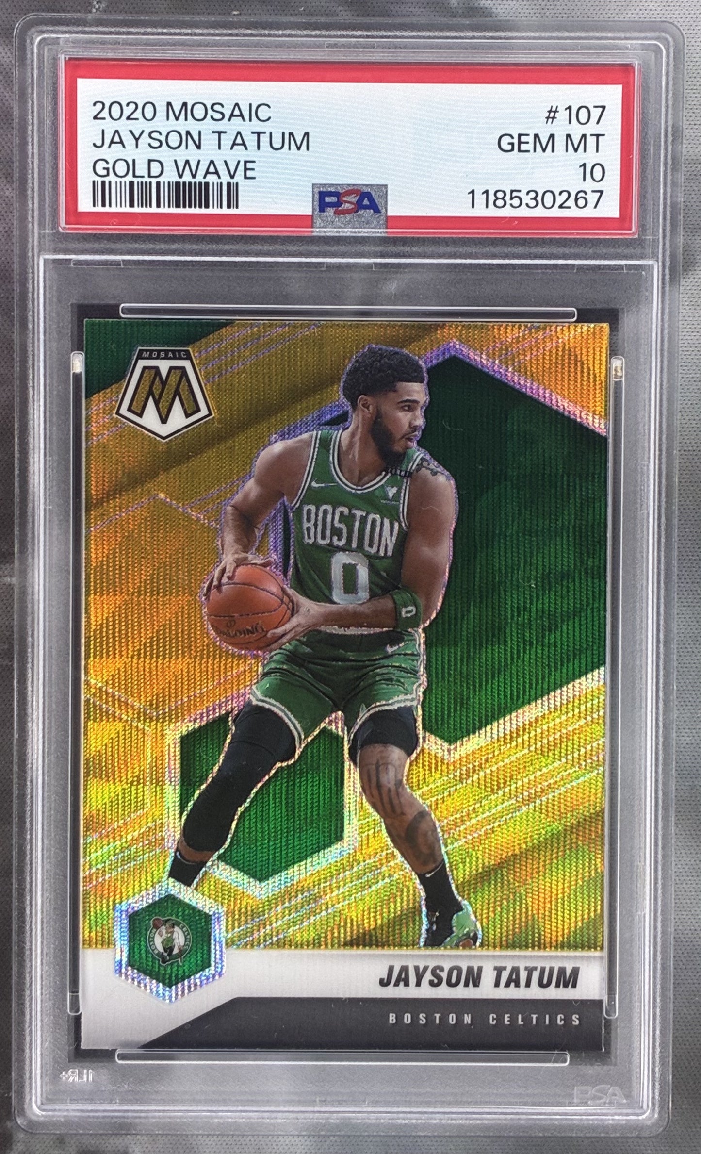 2020 Panini Select Courtside Gold Wave Jayson Tatum #214 PSA 10