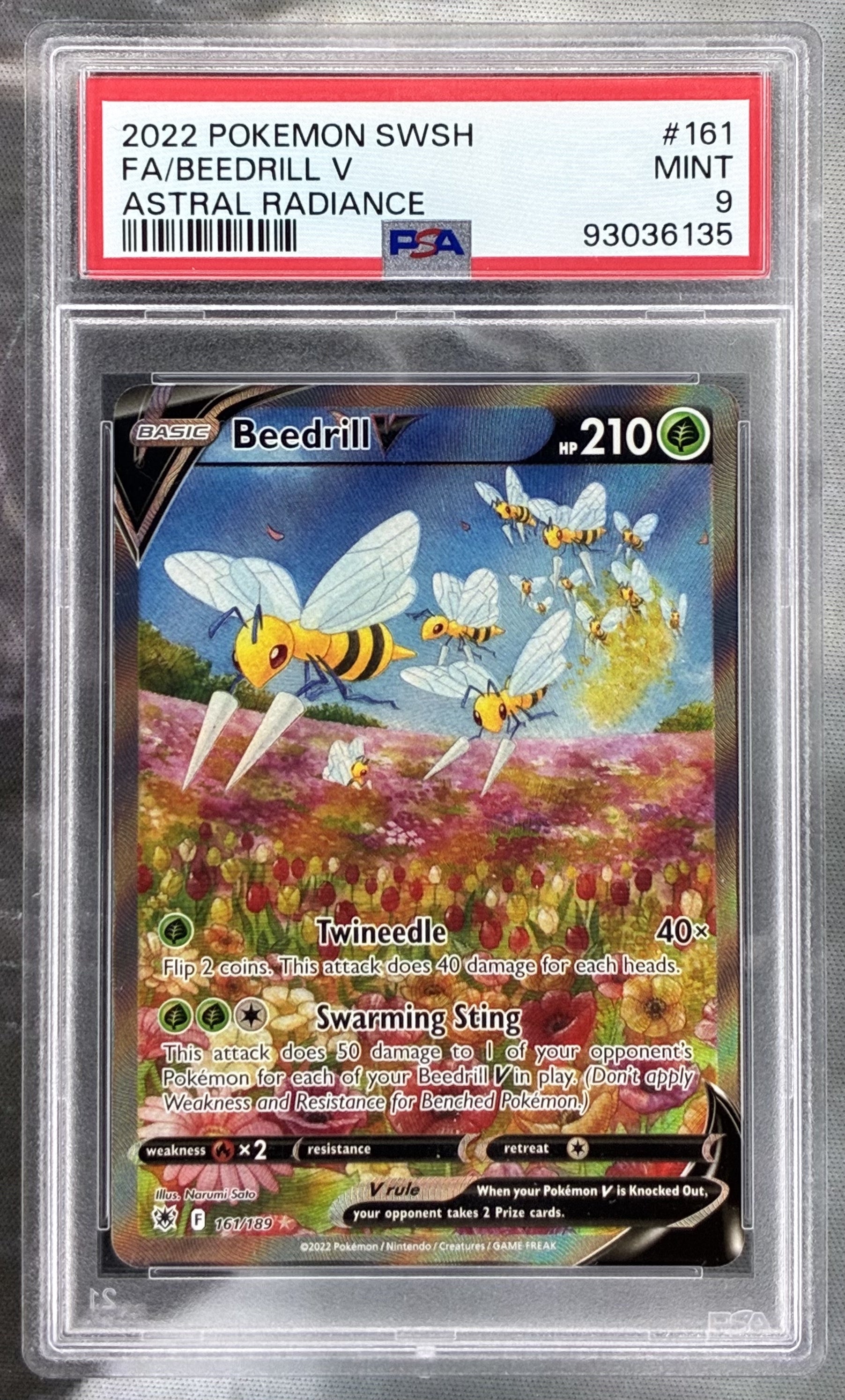 Pokémon Beedrill V 161 189 Astral Radiance Full Art PSA 9