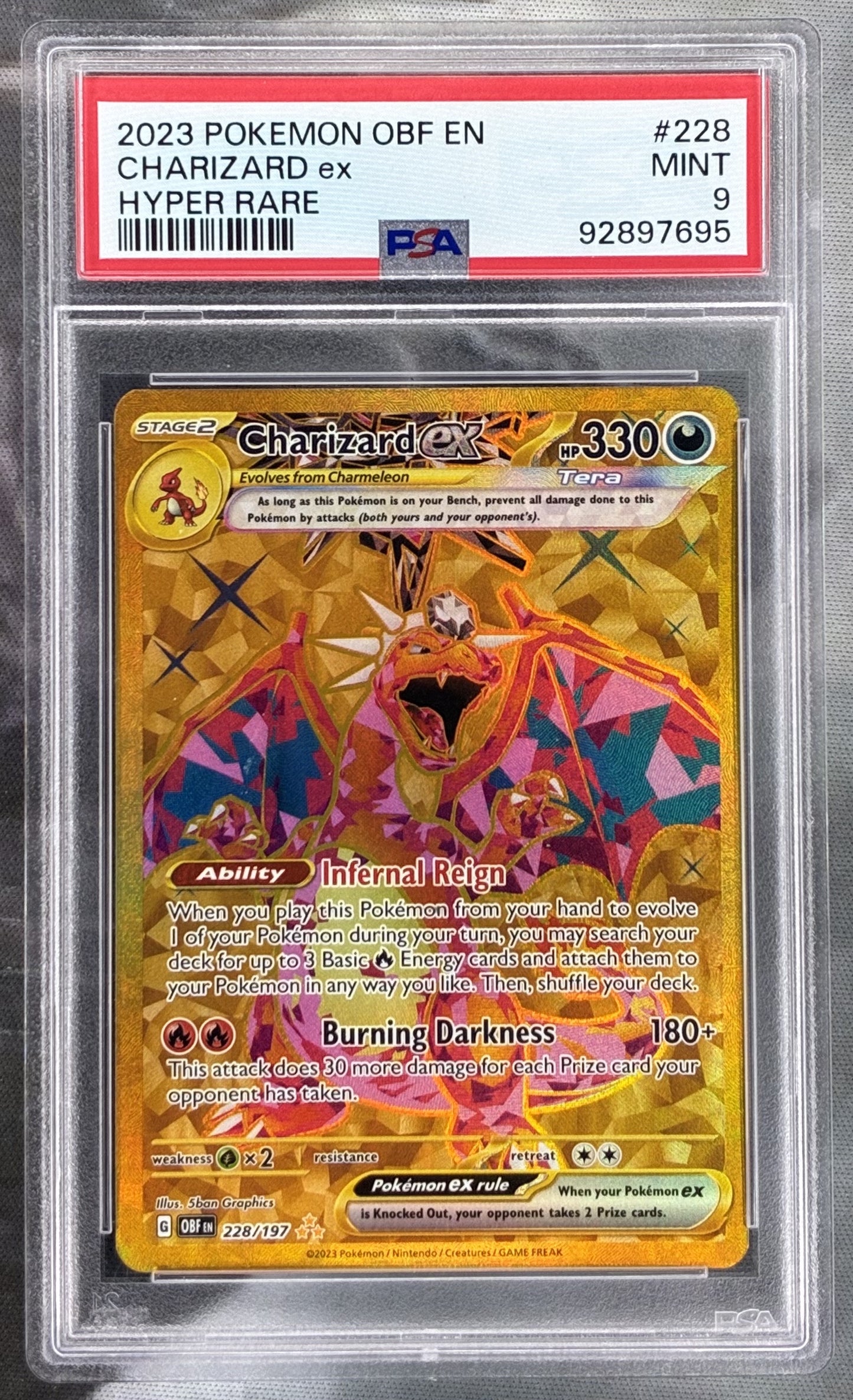 Charizard ex 228 197 Obsidian Flames Hyper Rare PSA 9