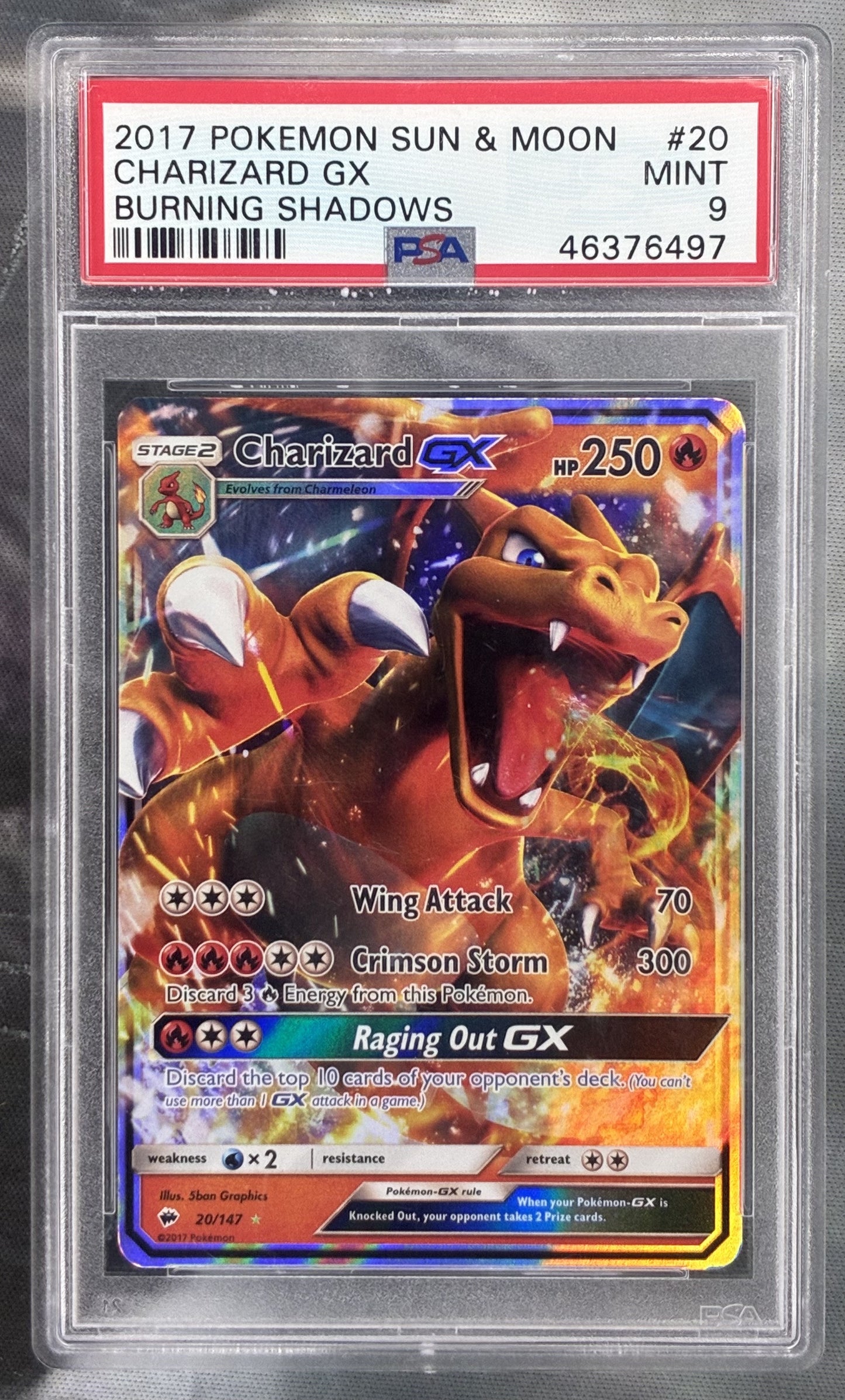 2017 Charizard GX 20 147 Burning Shadows PSA 9