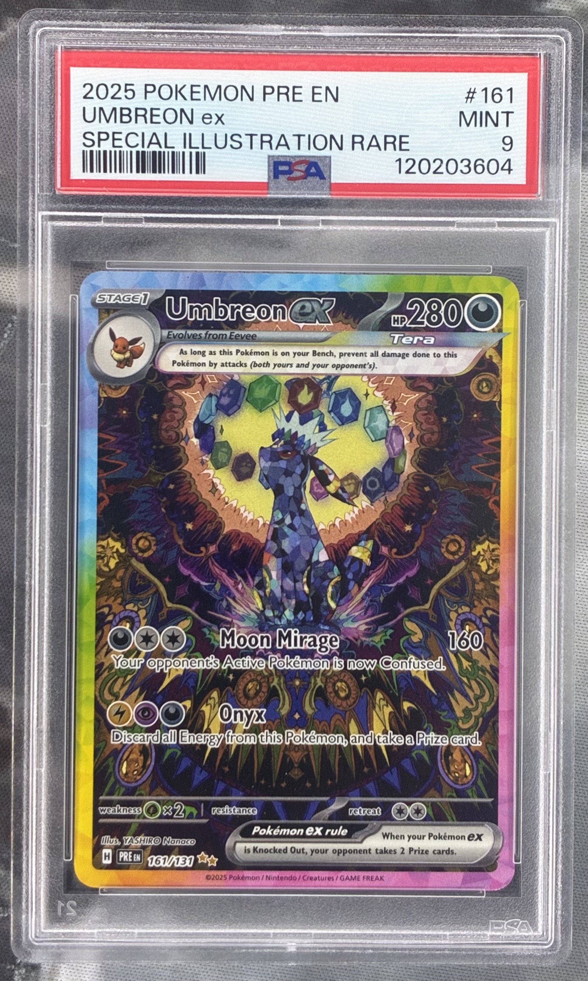 Pokemon Umbreon ex 161 131 Prismatic Evolutions SIR PSA 9