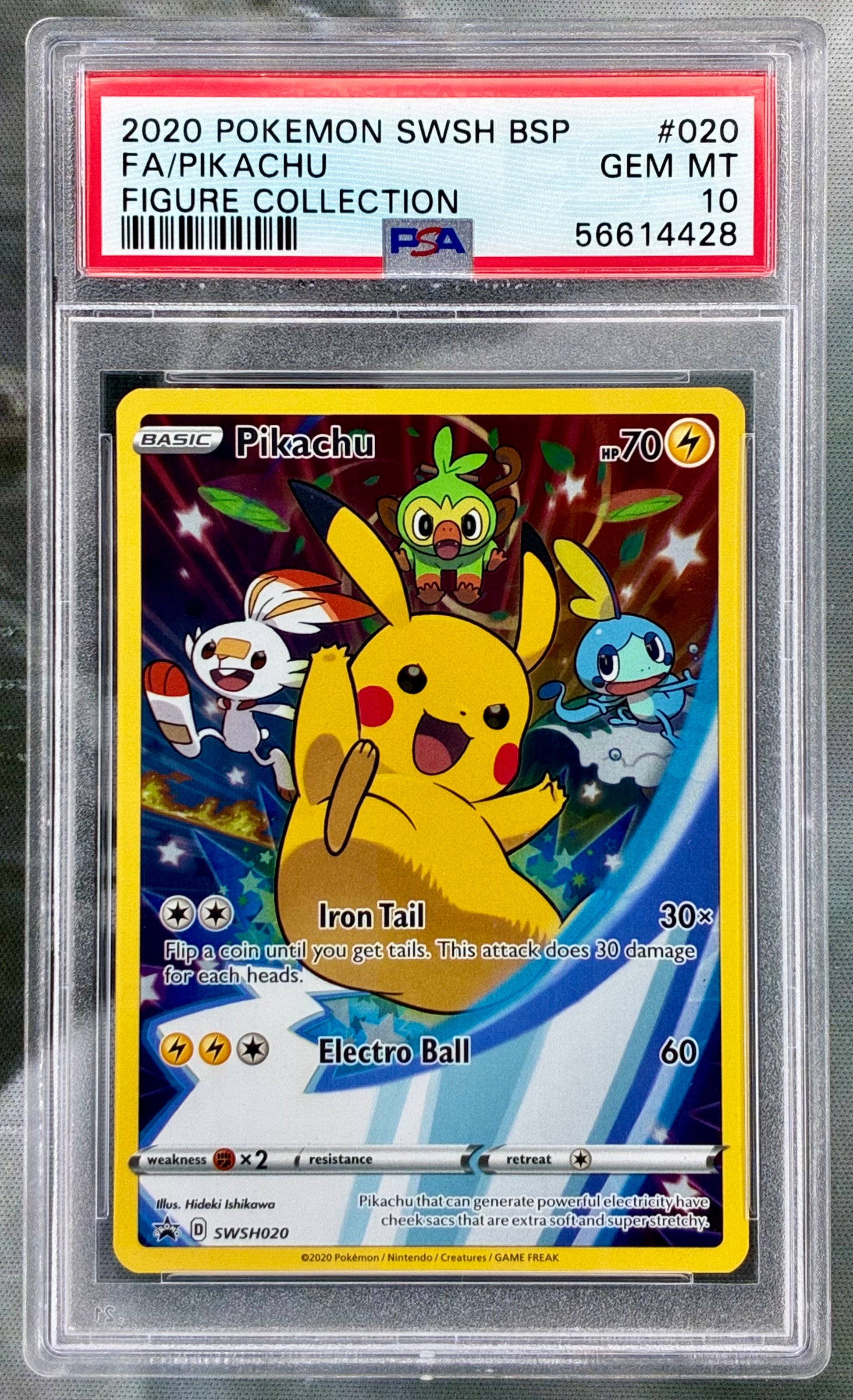 Pokémon Pikachu 2020 SWSH020 Black Star Promo Full Art – PSA 10
