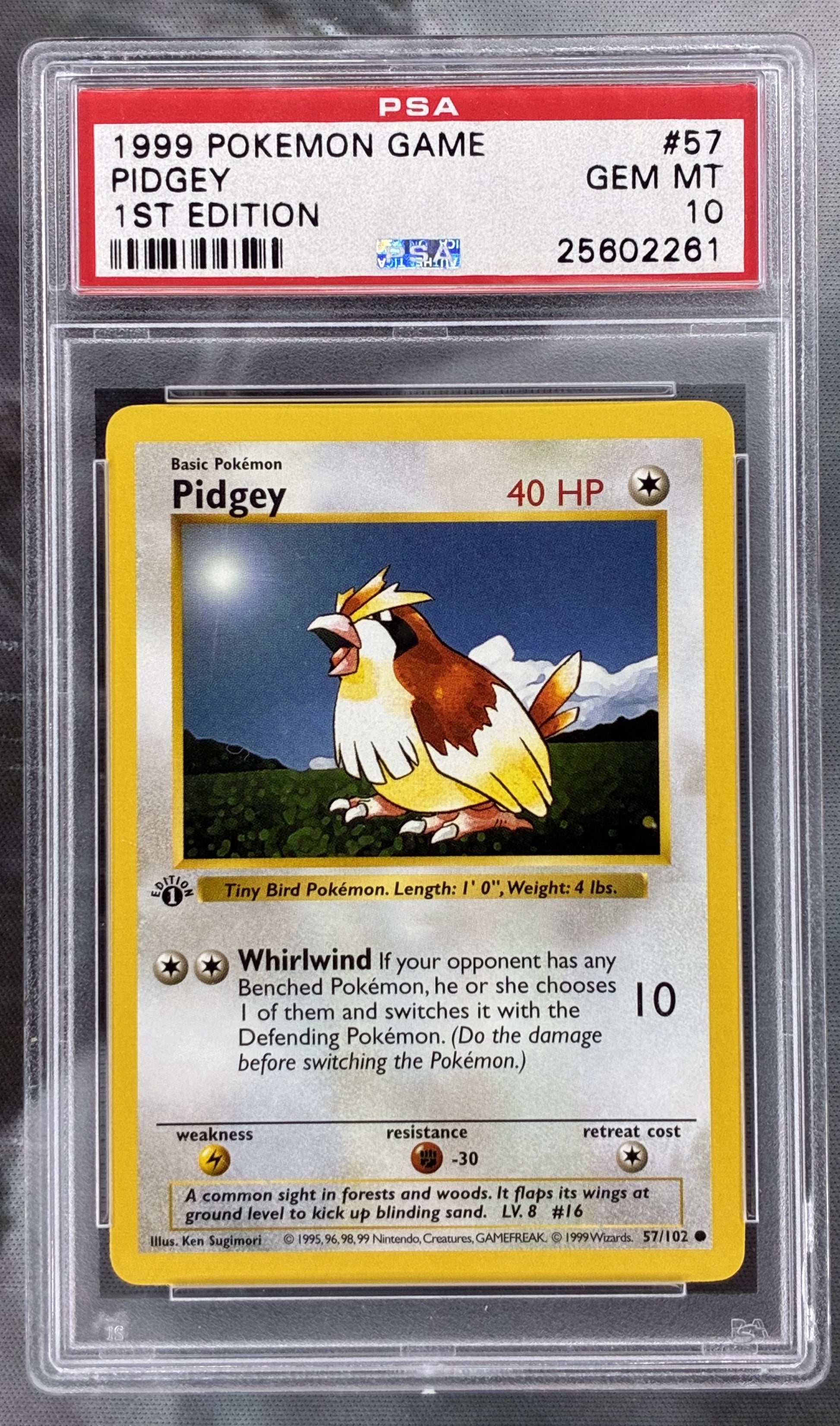 Pokémon Pidgey 57 102 Base Set 1st Edition PSA 10 GEM MINT graded card