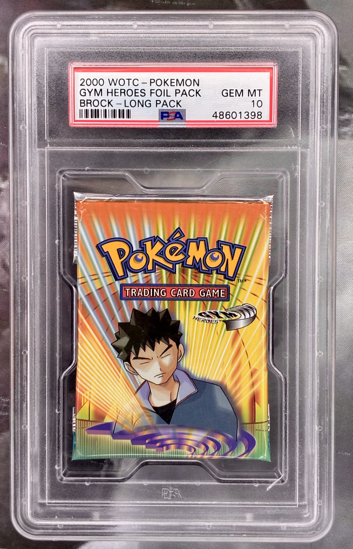 Pokemon Gym Heroes Brock long foil pack PSA 10 2000 WOTC