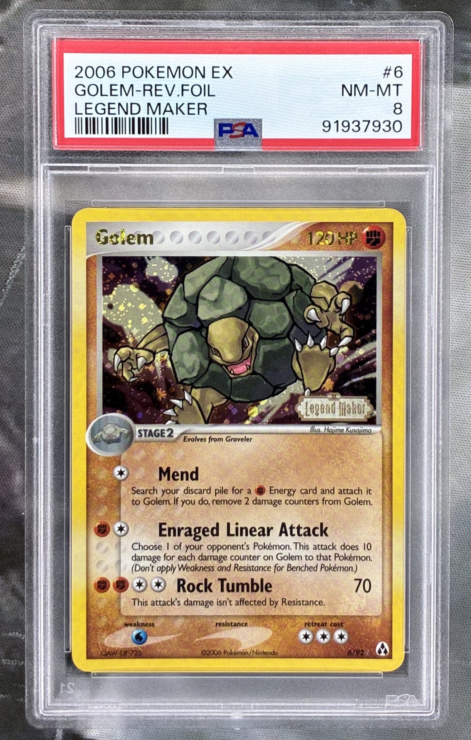 Pokemon Golem EX Legend Maker reverse stamped holo PSA 8 2006