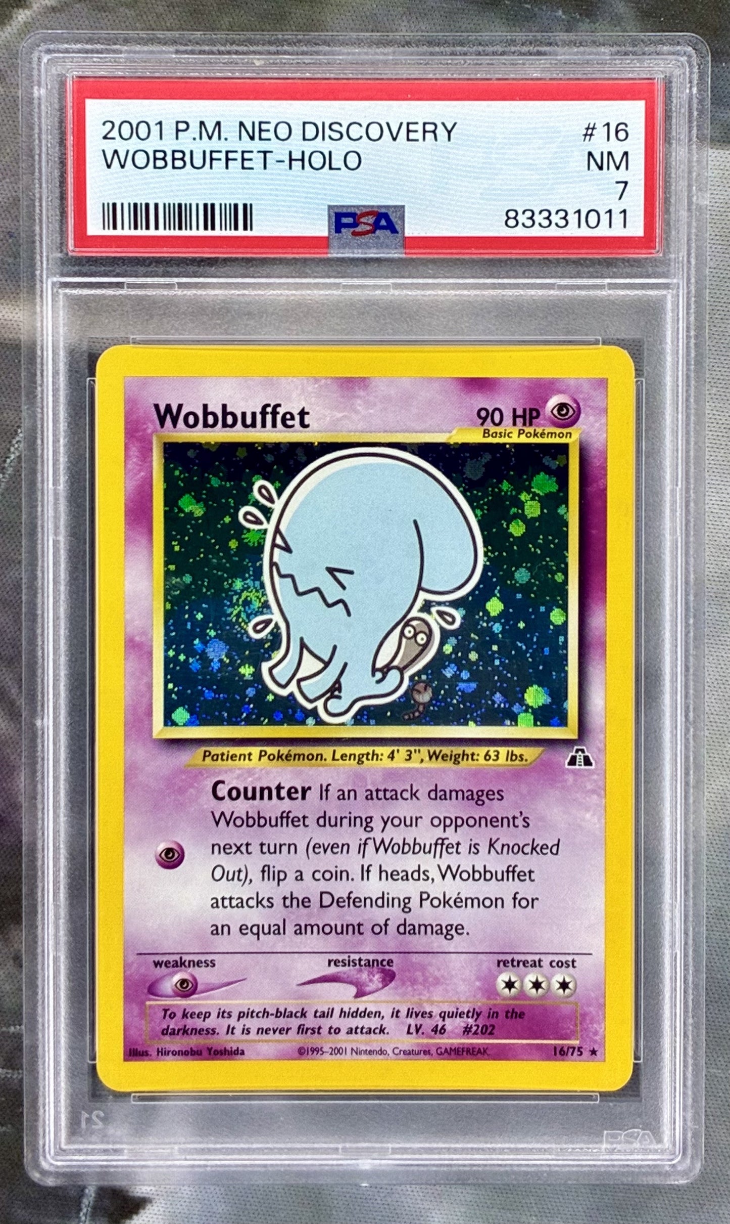 Pokemon Wobbuffet Neo Discovery holo PSA 7 2001 WOTC card