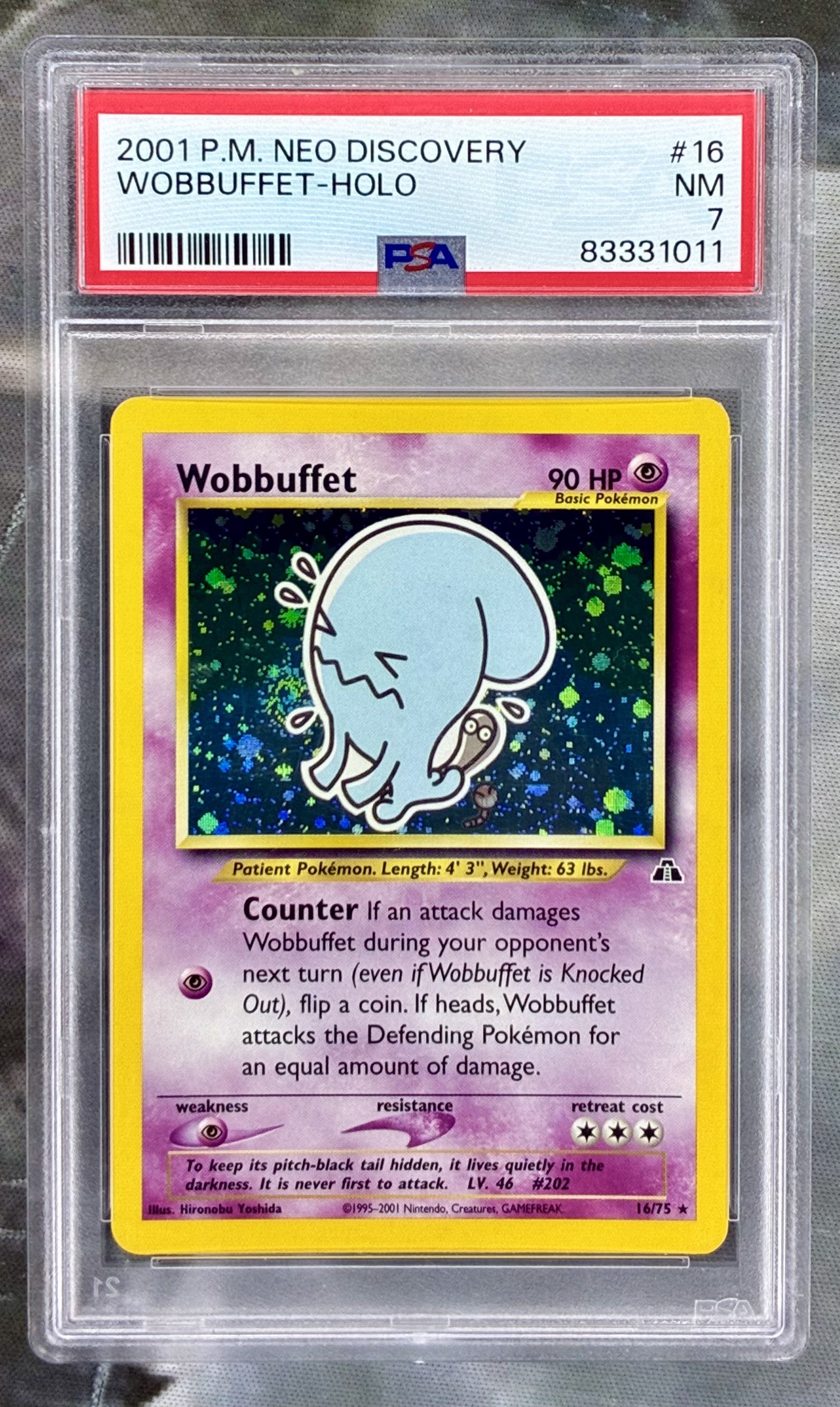 Pokemon Wobbuffet Neo Discovery holo PSA 7 2001 WOTC card