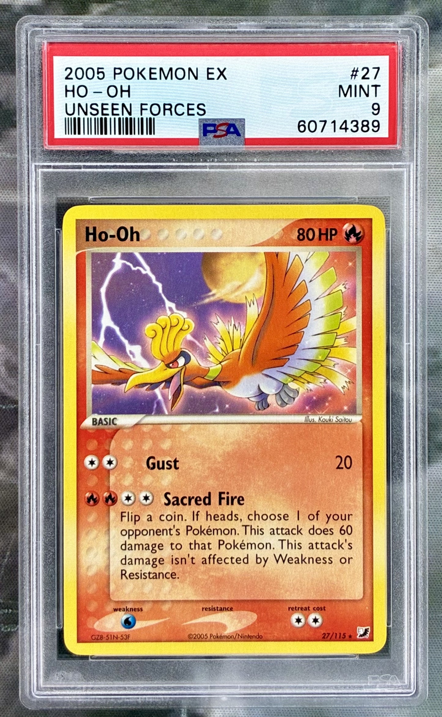 Pokemon Ho Oh EX PSA 9 27 115 Unseen Forces 2005 card