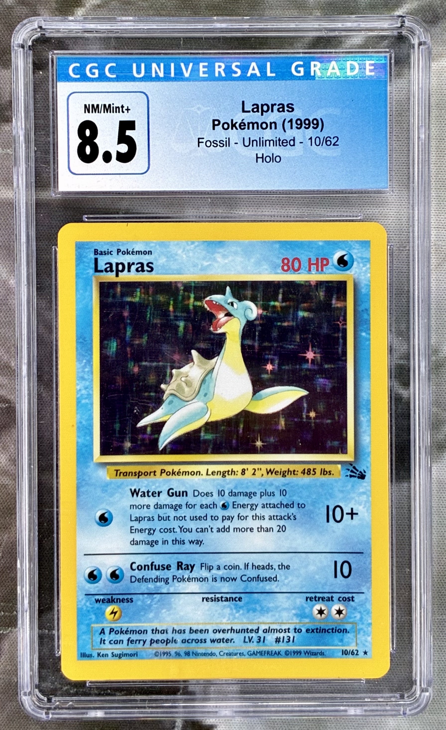 Pokemon Lapras Fossil holo CGC 8.5 10/62 1999 WOTC card