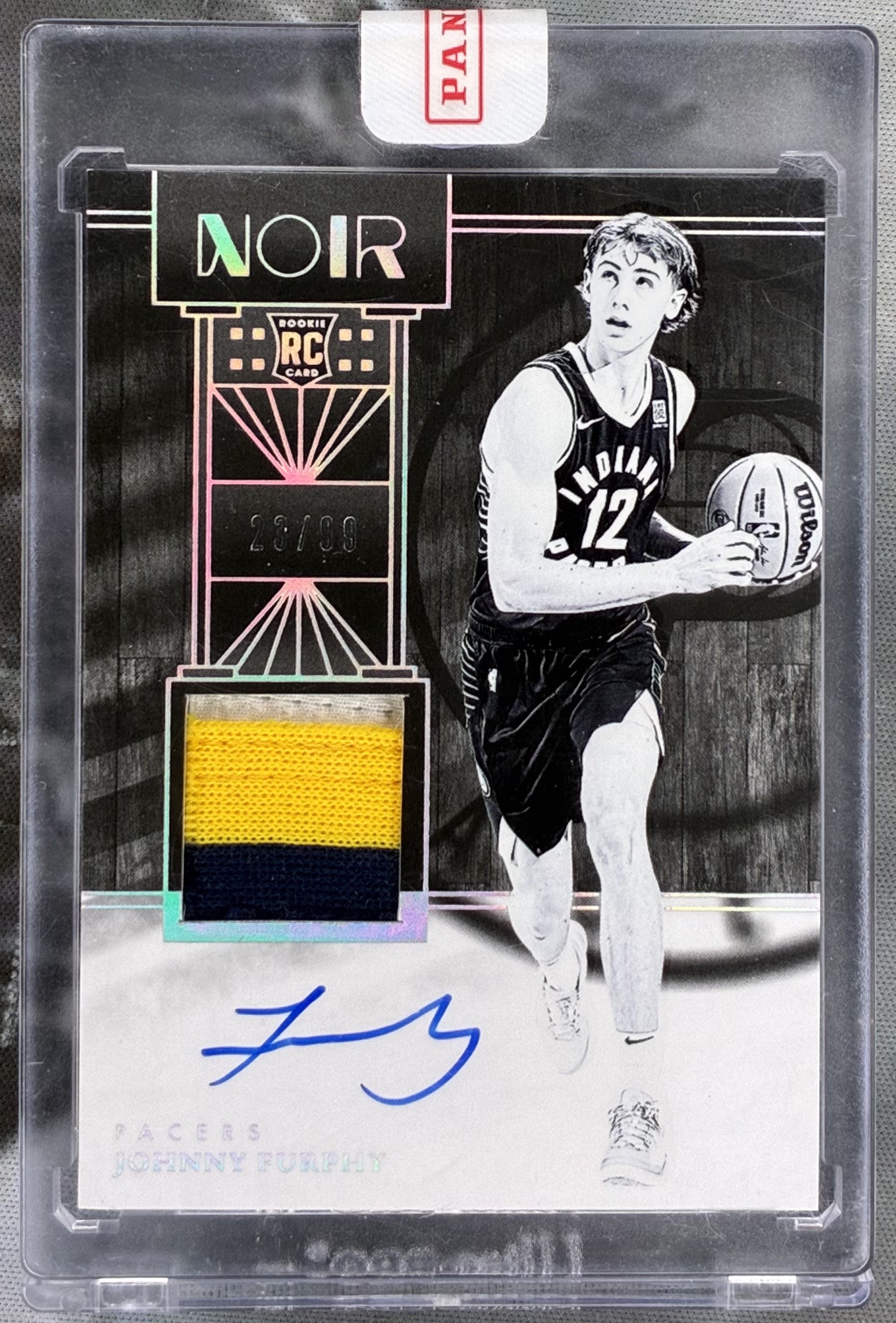 Johnny Furphy 2024 Noir patch auto 99 Pacers rookie card