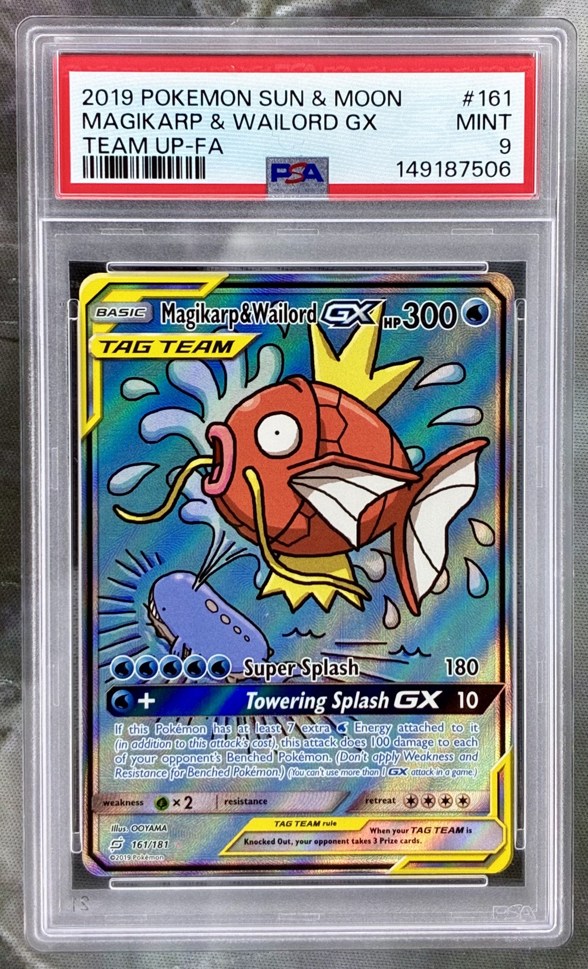Pokemon Magikarp Wailord GX PSA 9 alt art 161 181 Team Up card