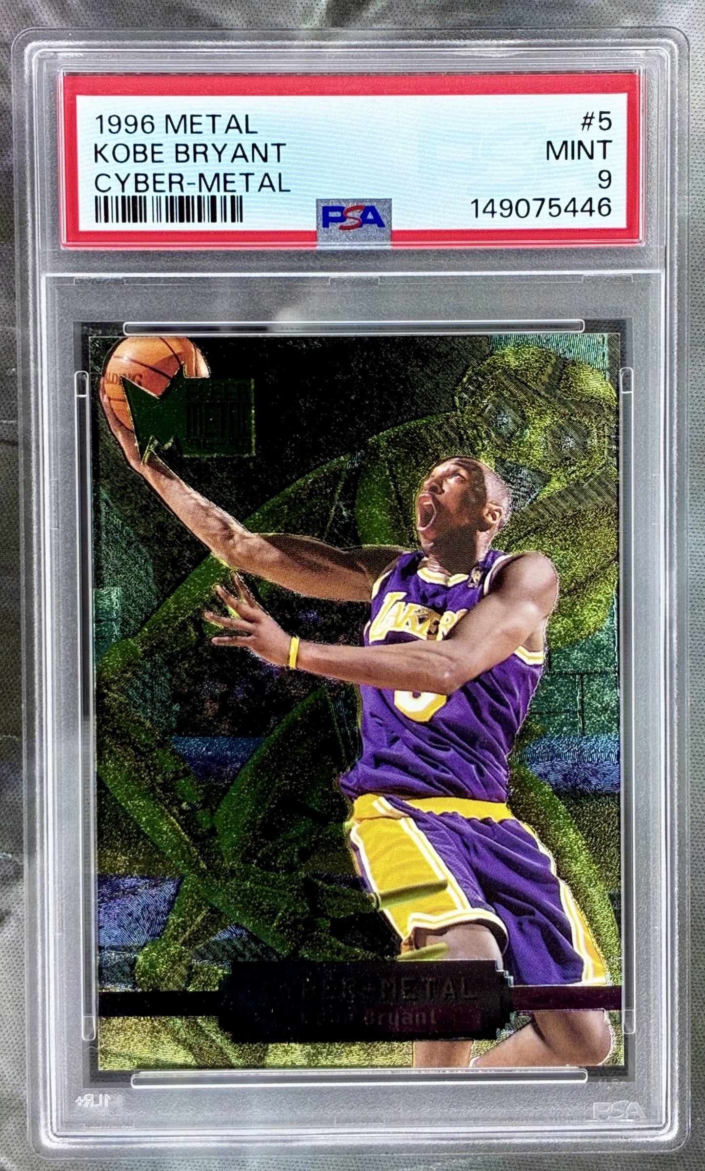 Kobe Bryant 1996 Fleer Metal Cyber Metal rookie PSA 9 Lakers card