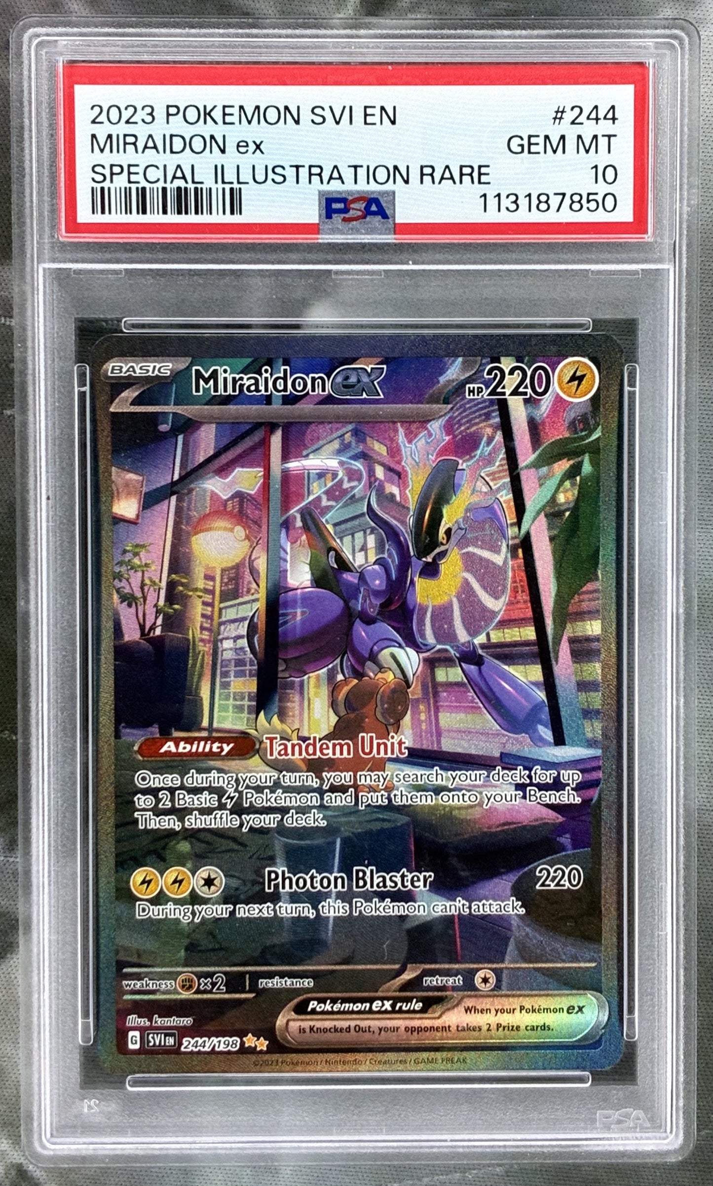 Miraidon ex 244/198 SIR PSA 10 Scarlet Violet Pokémon card