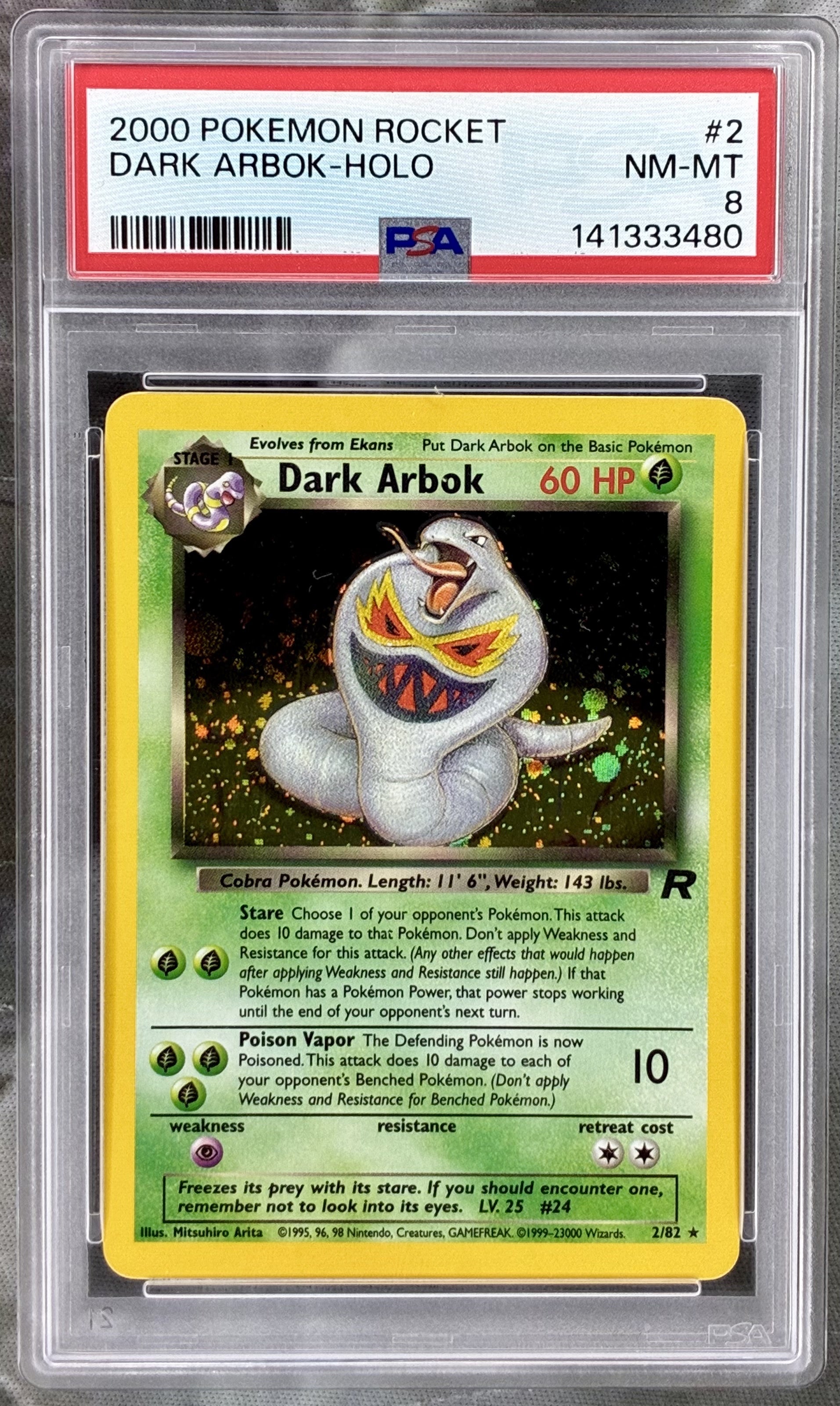 Dark Arbok 2/82 Team Rocket holo PSA 8 Pokémon card