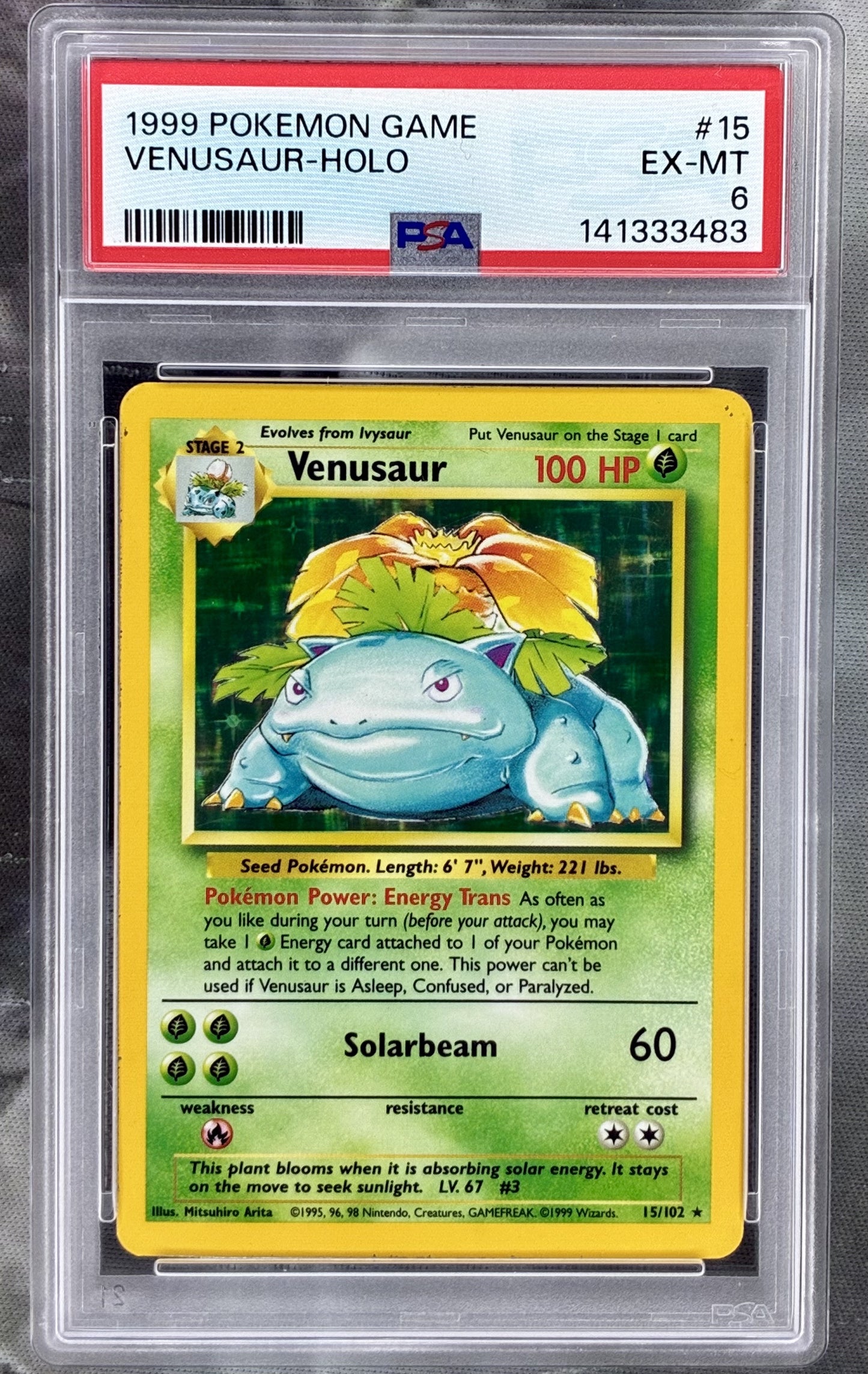 Venusaur 15/102 Base Set holo PSA 6 1999 Pokémon card