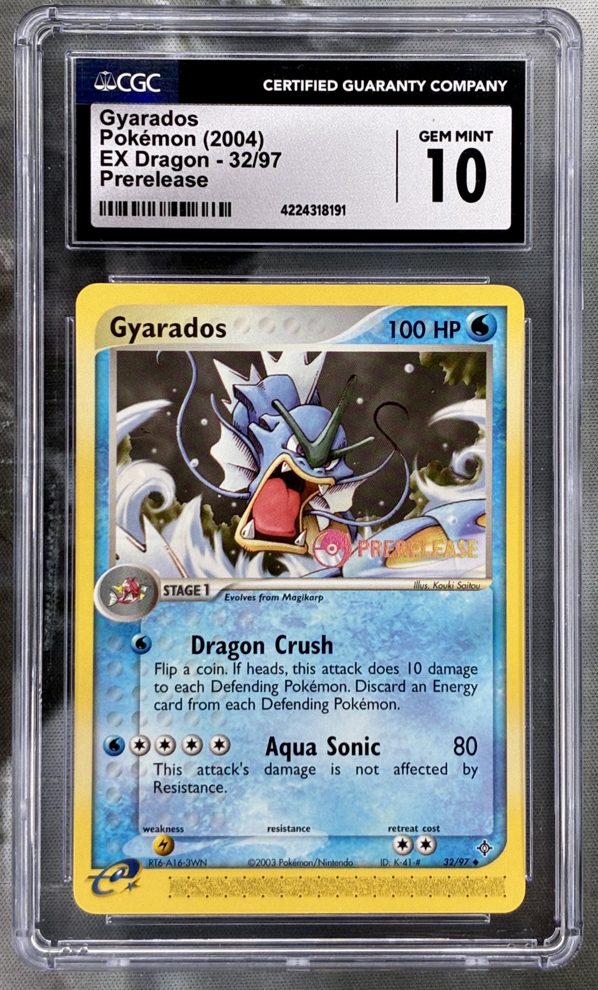 Gyarados Prerelease 32/97 EX Dragon CGC 10 Pokémon card