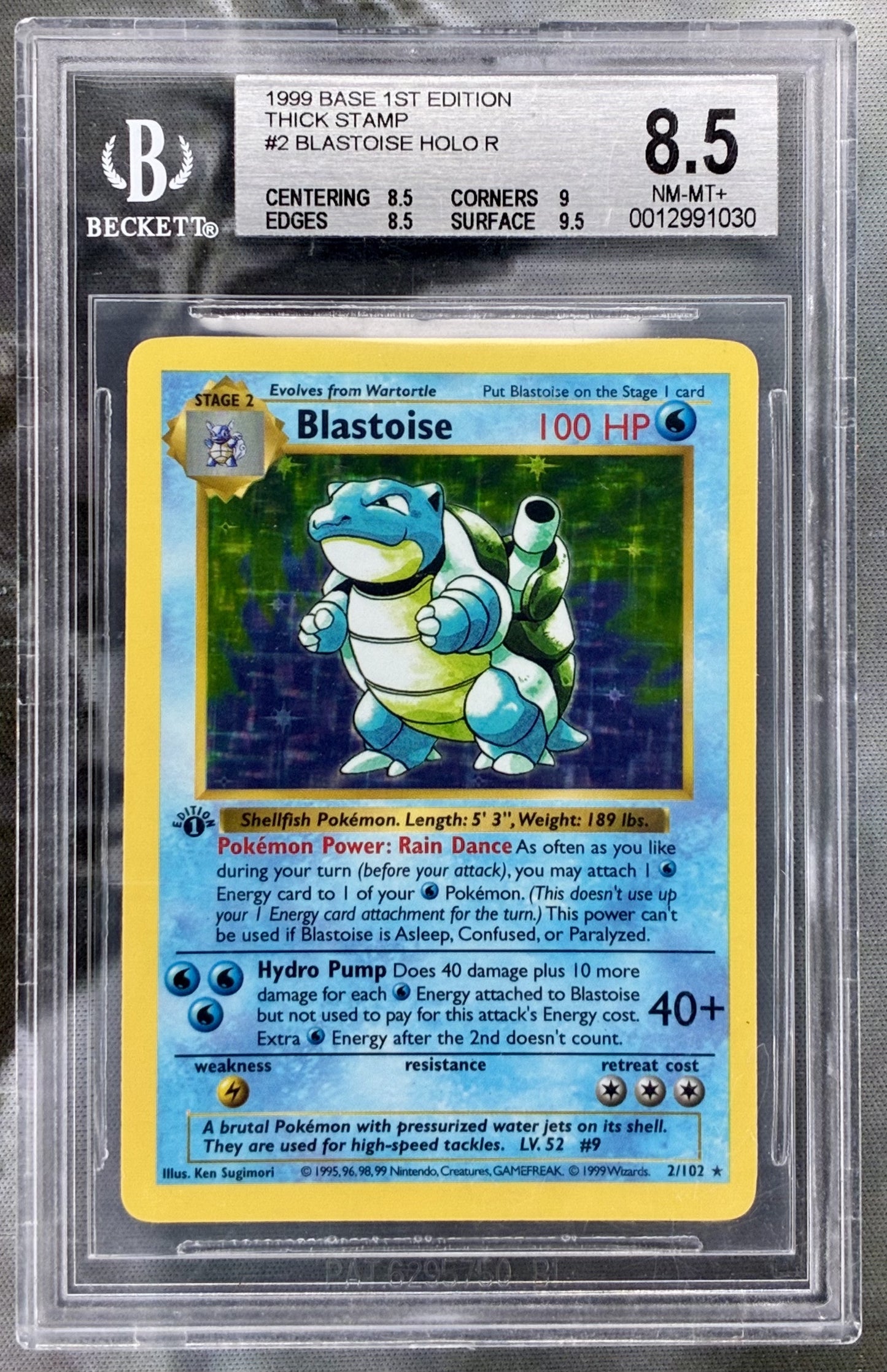 Blastoise 2/102 Base Set 1st Edition holo BGS 8.5 Pokémon card