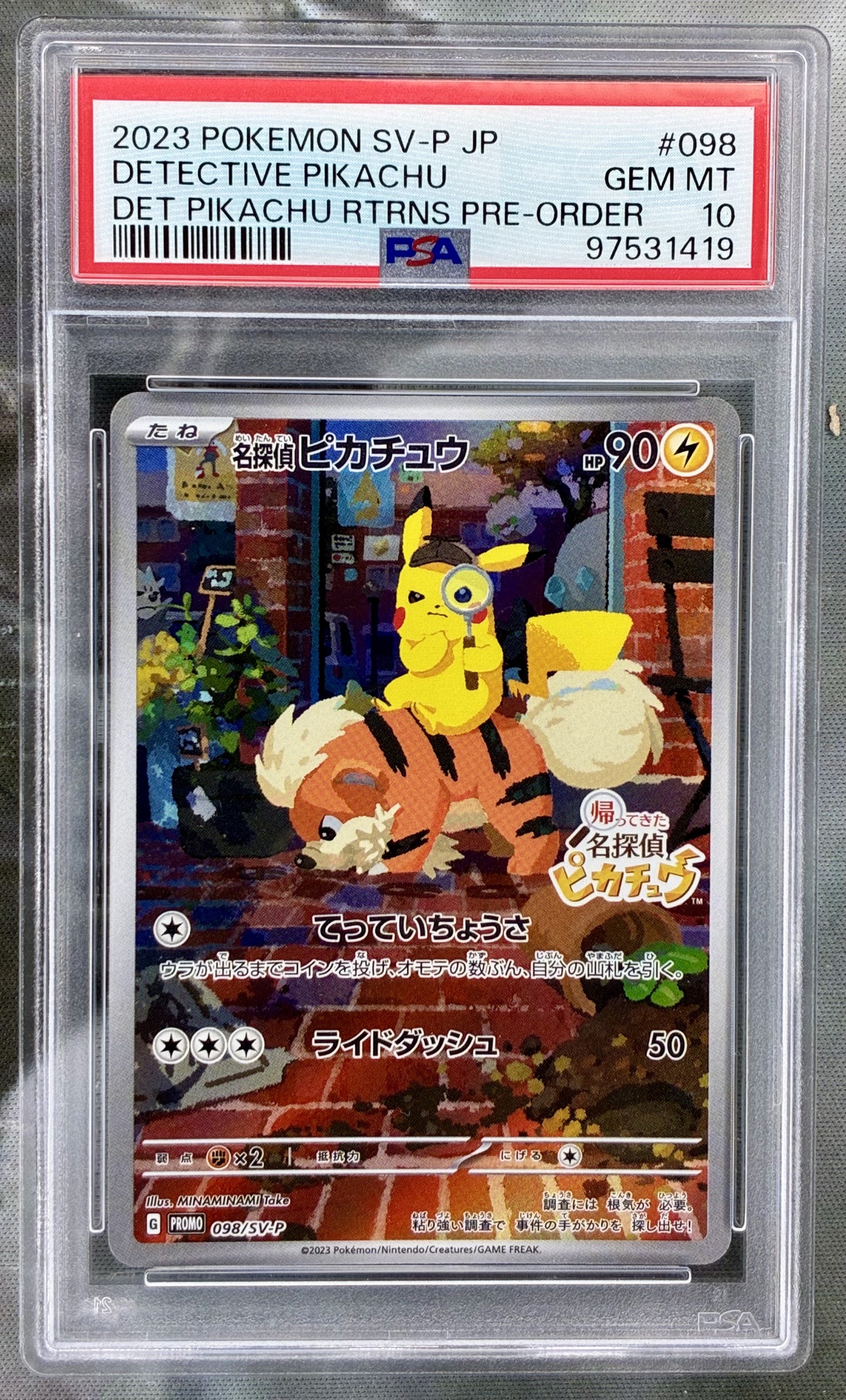 Detective Pikachu SV-P 098/SV-P Promo Holo PSA 10 Japanese Pokemon card slab