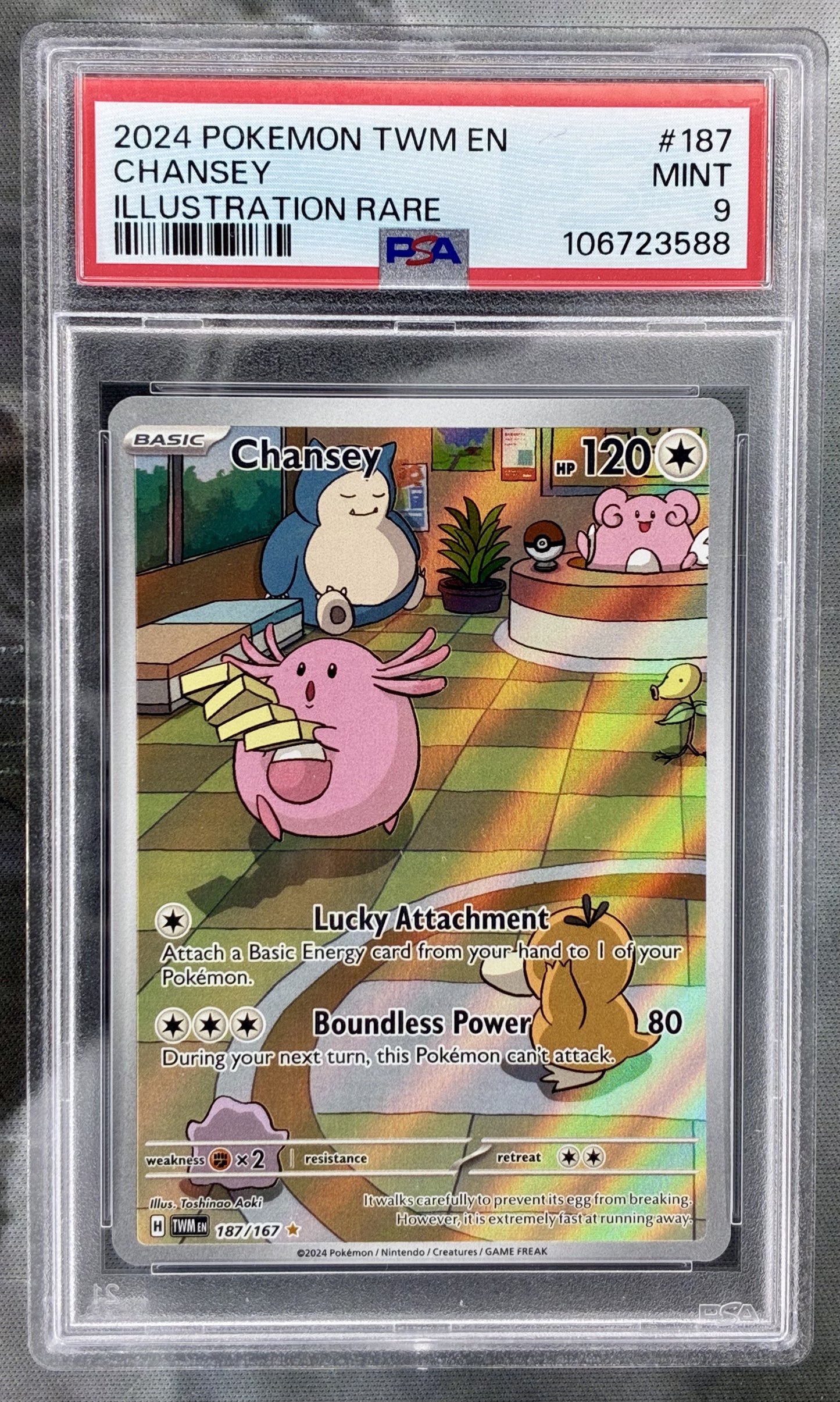 Chansey Twilight Masquerade SV6 187/167 Illustration Rare PSA 9 English Pokemon card slab