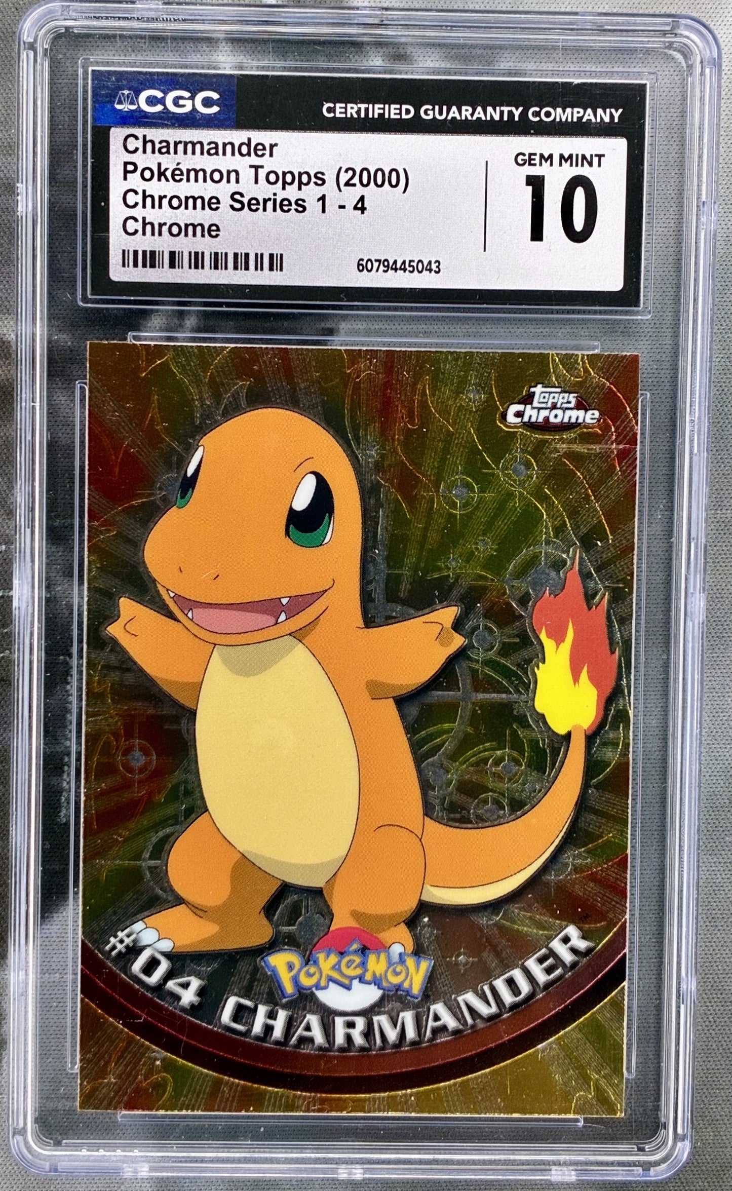 Charmander Topps Chrome TV Series 1 Card 4 CGC 10 Pokemon card slab
