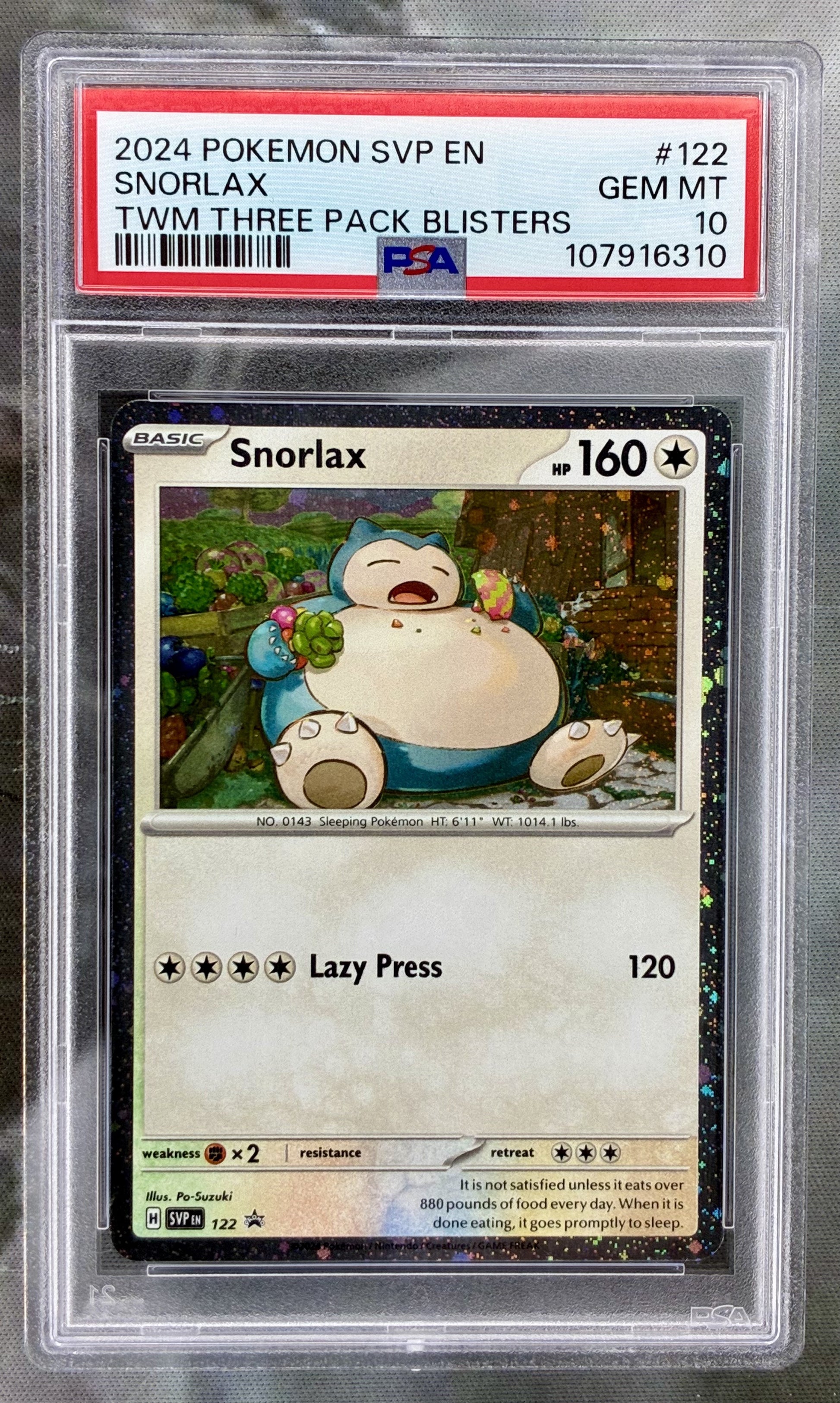 Snorlax SVP122 TWM Promo Holo PSA 10 English Pokemon card slab